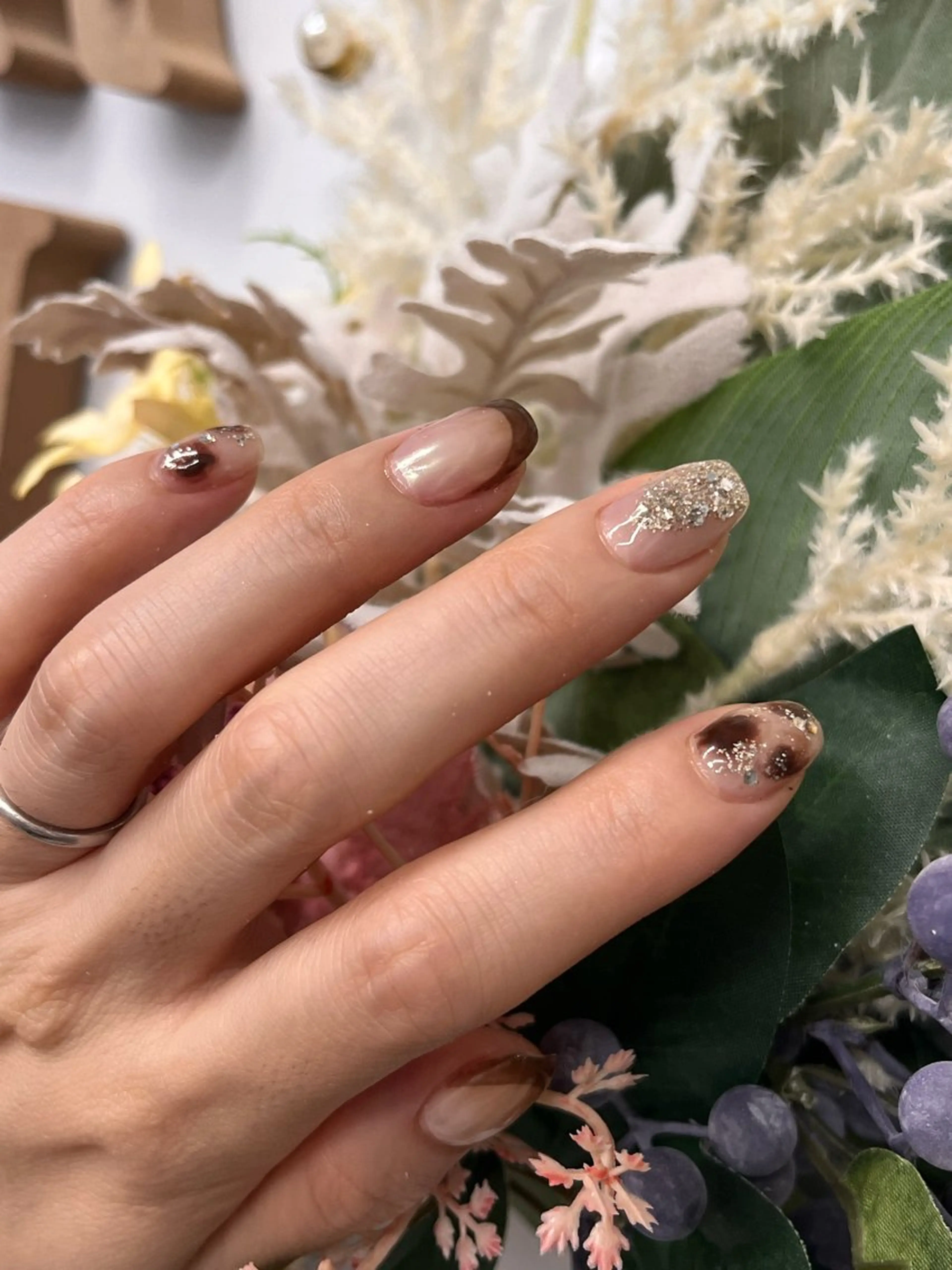 ネイル アニマル柄 オーロラネイル べっ甲ネイル フレンチネイル ラメ(グリッター) RIONnail Yurikaのネイルデザイン