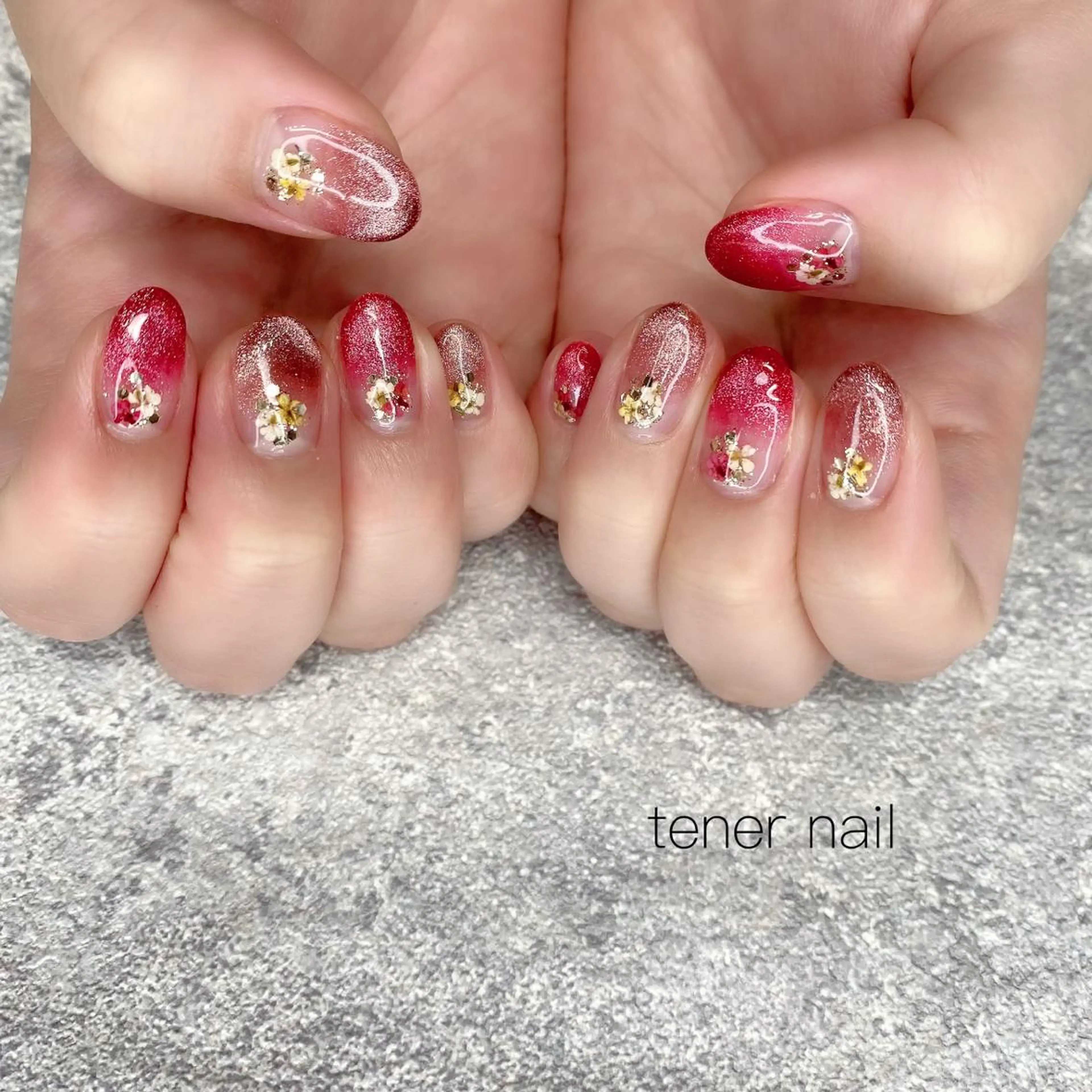 ネイル フラワーネイル グラデーション マグネットネイル テネルネイル tener nailのネイルデザイン