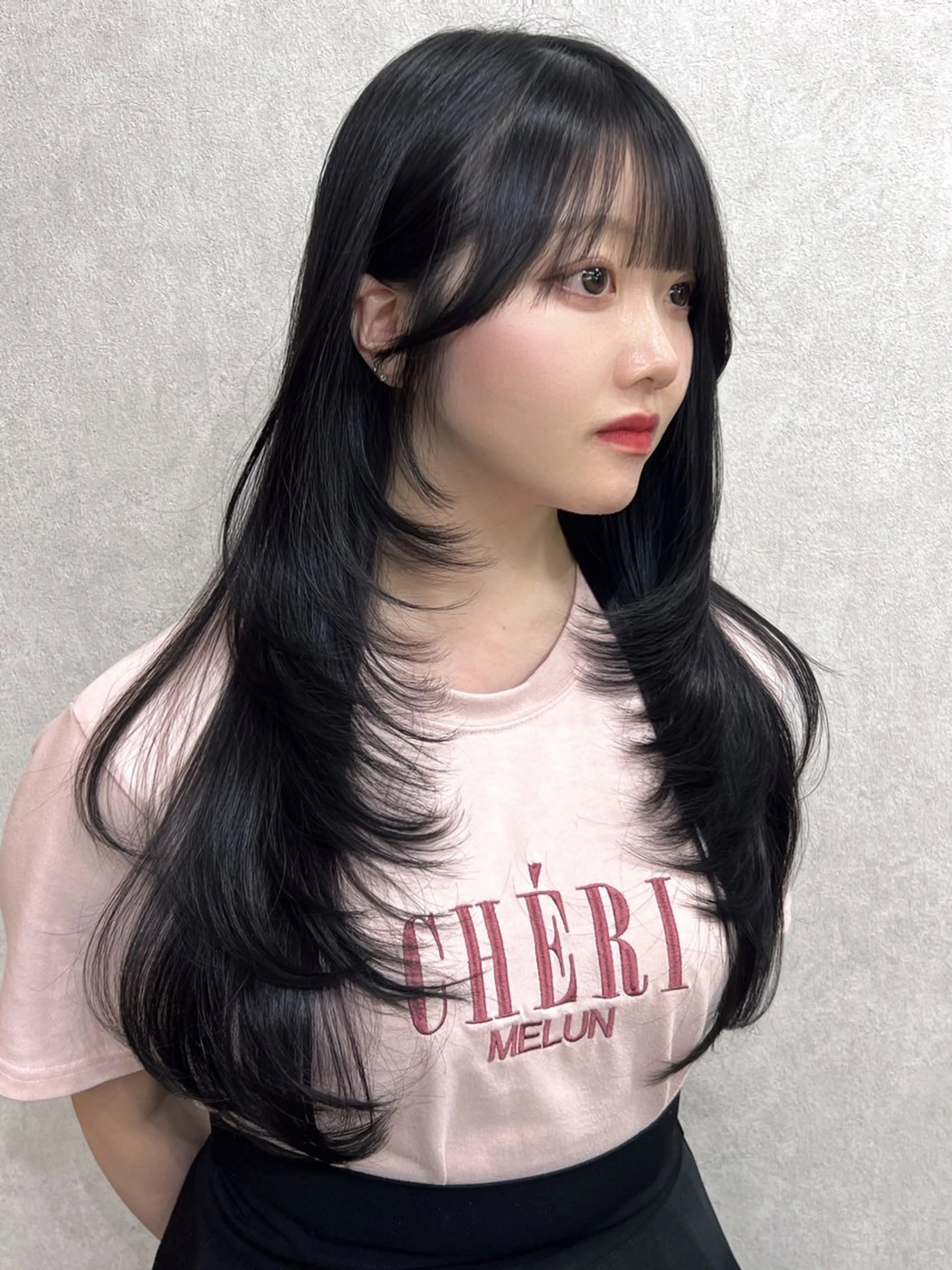 ロング ハイレイヤー 韓国風ヘア レイヤーカット カット トリートメント maya レイヤーカットのヘアスタイル