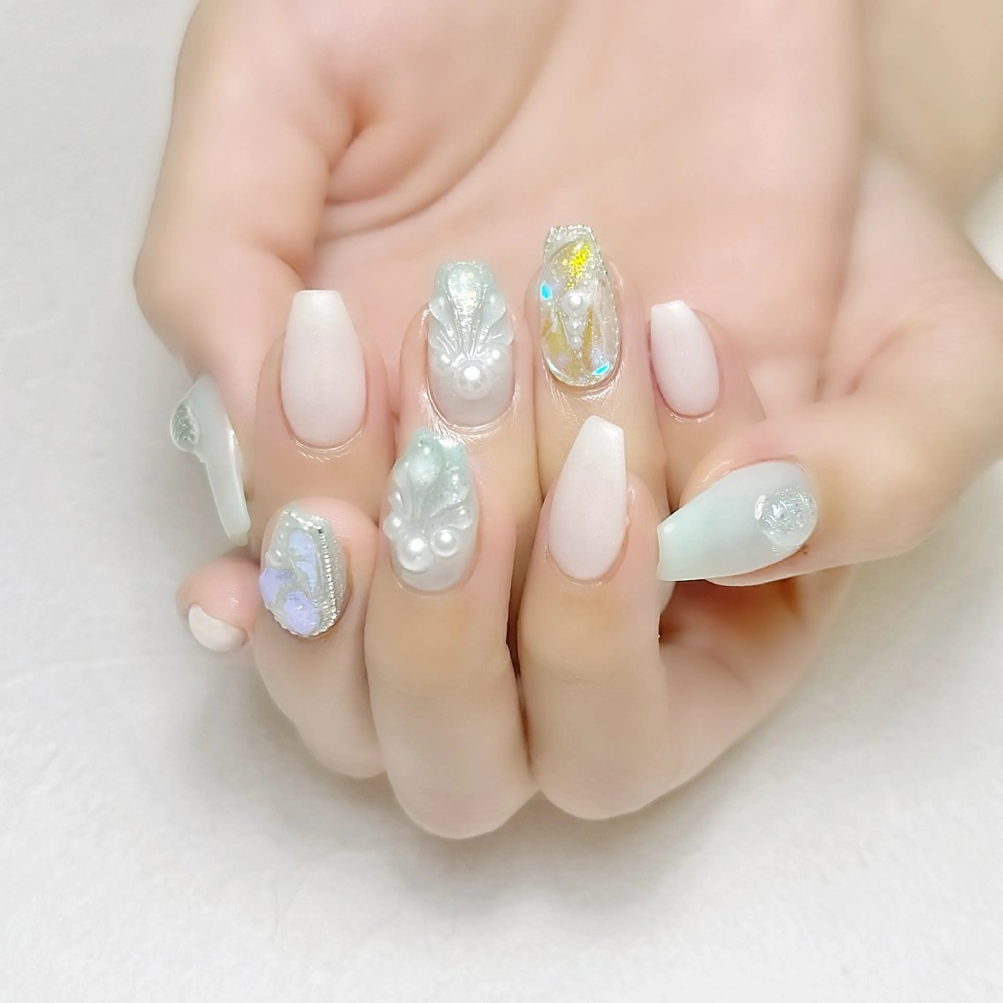 ネイル 氷ネイル・うるうるネイル ラメ(グリッター) 夏ネイル rouse nail RISATOのネイルデザイン