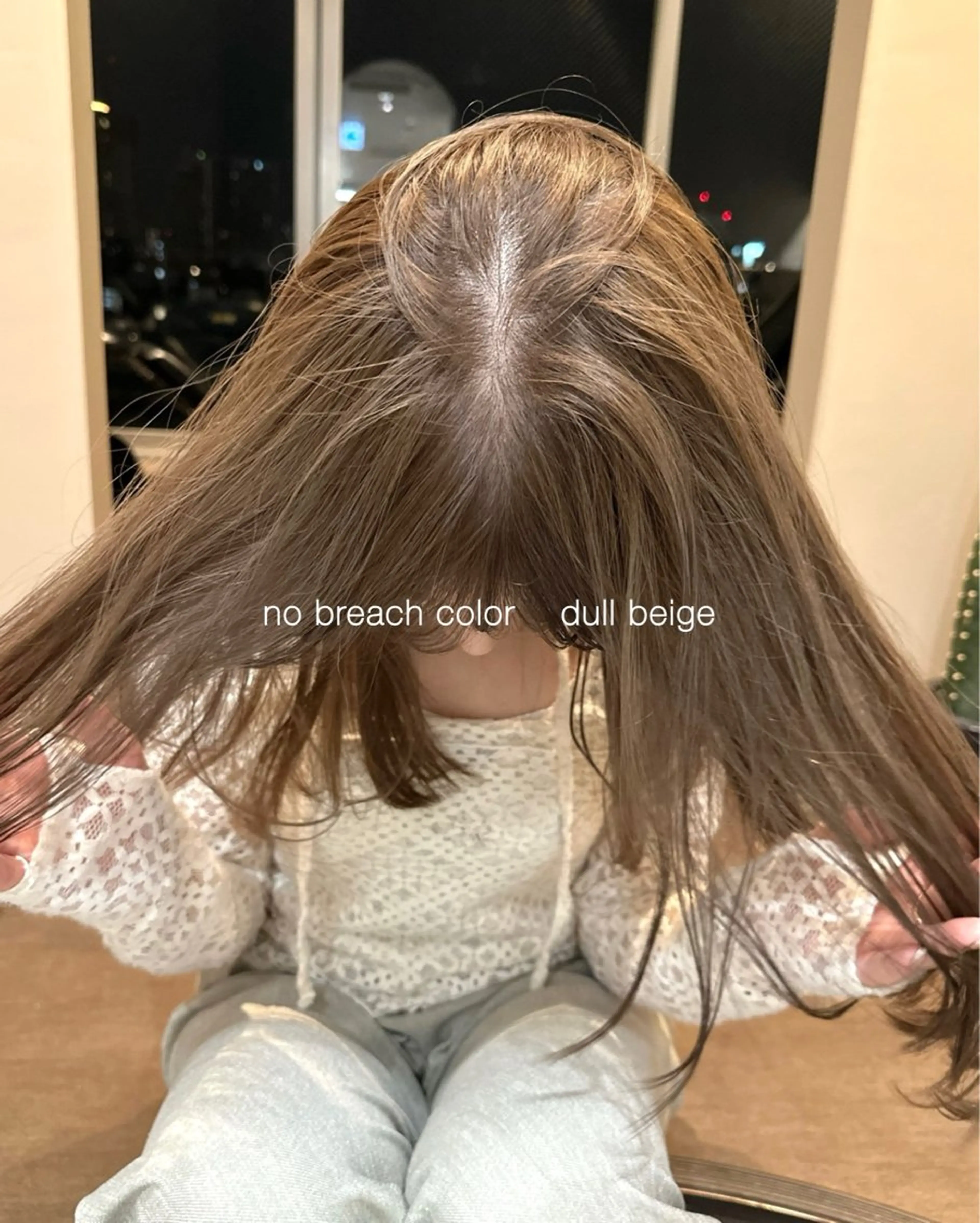 ミディアム カラー ベージュカラー ブリーチ ブリーチなしカラー MIYU透明感カラー ブリーチなしWカラーのヘアスタイル