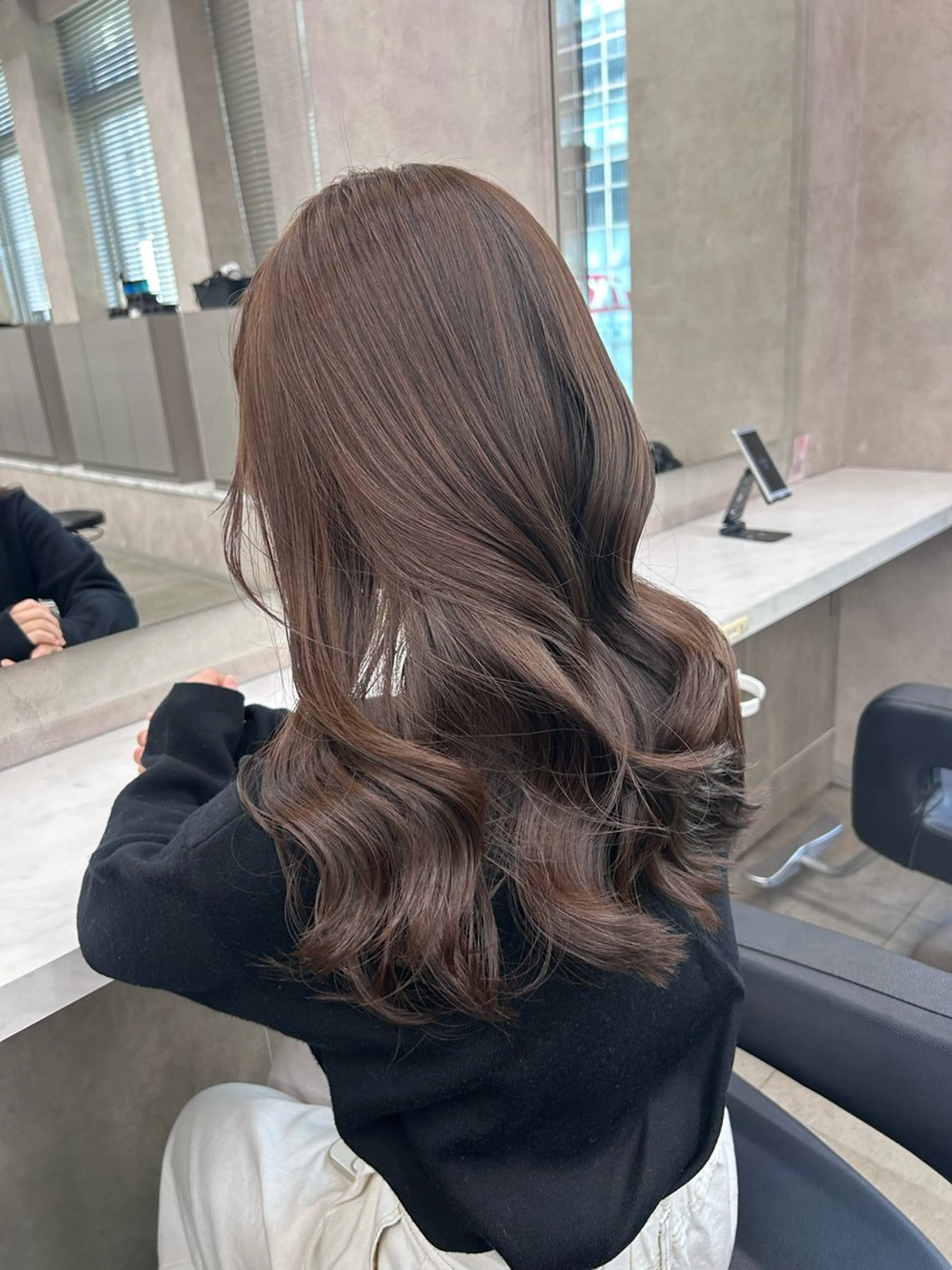 ロング カラー パーマ ヘアアレンジ メンズ キッズ ブリーチなしカラー/ ブラウン/レイヤーのヘアスタイル