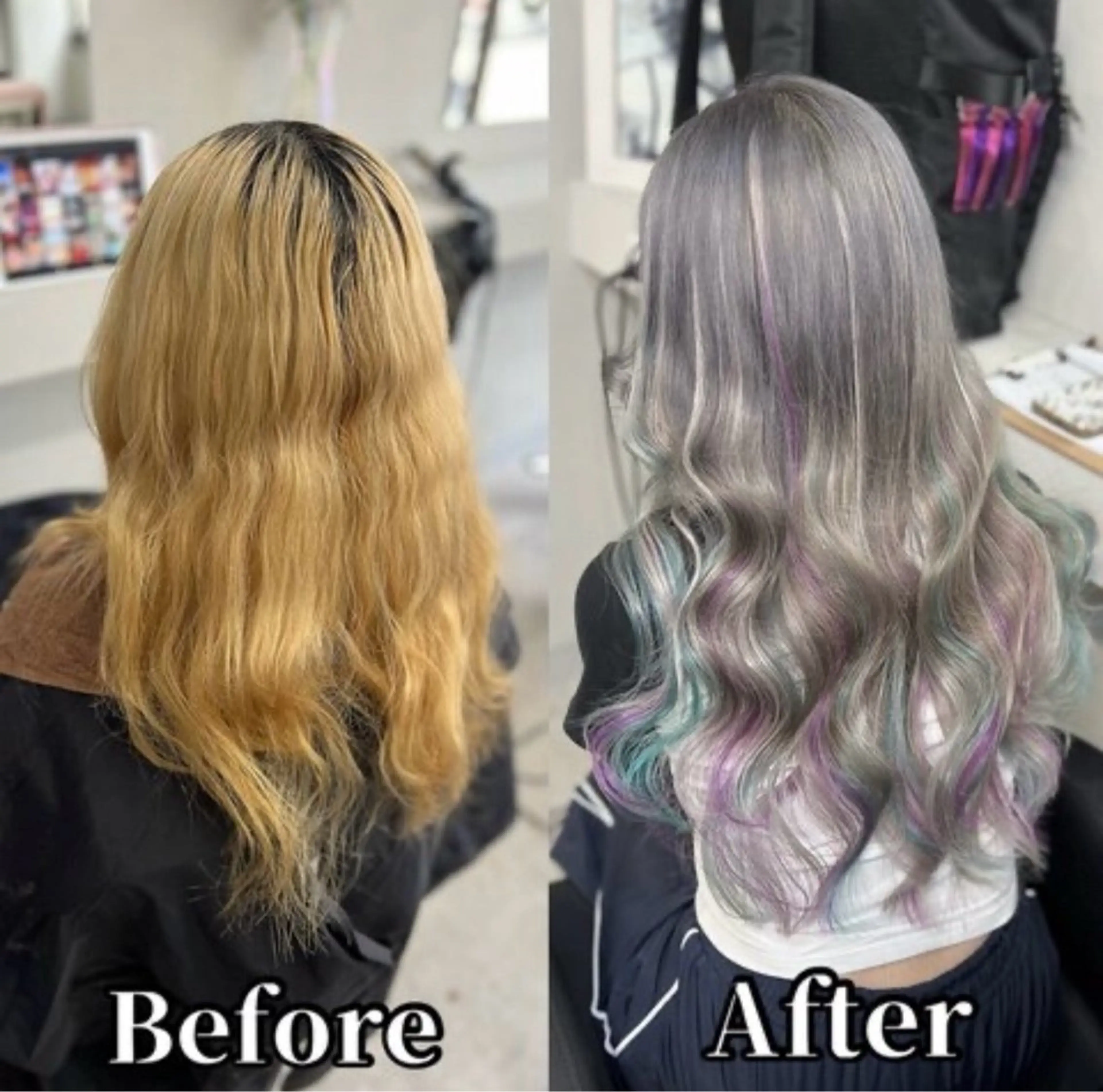 セミロング ヘアカラー エクステ エクステ＆カラー Fav心斎橋店のヘアスタイル