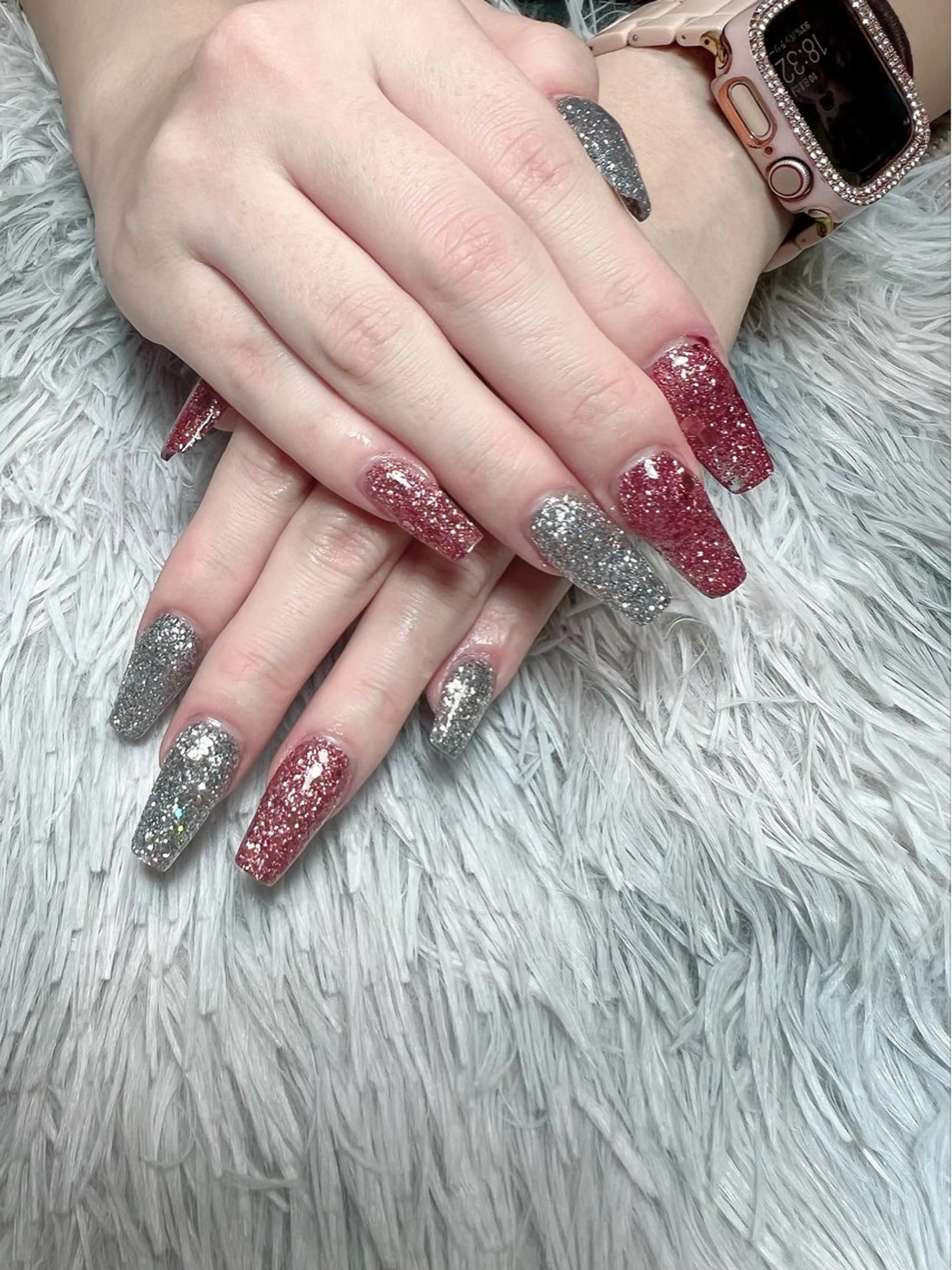 ネイル ラメ(グリッター) スカルプネイル ハンドネイル シェヌネイル JURAのネイルデザイン