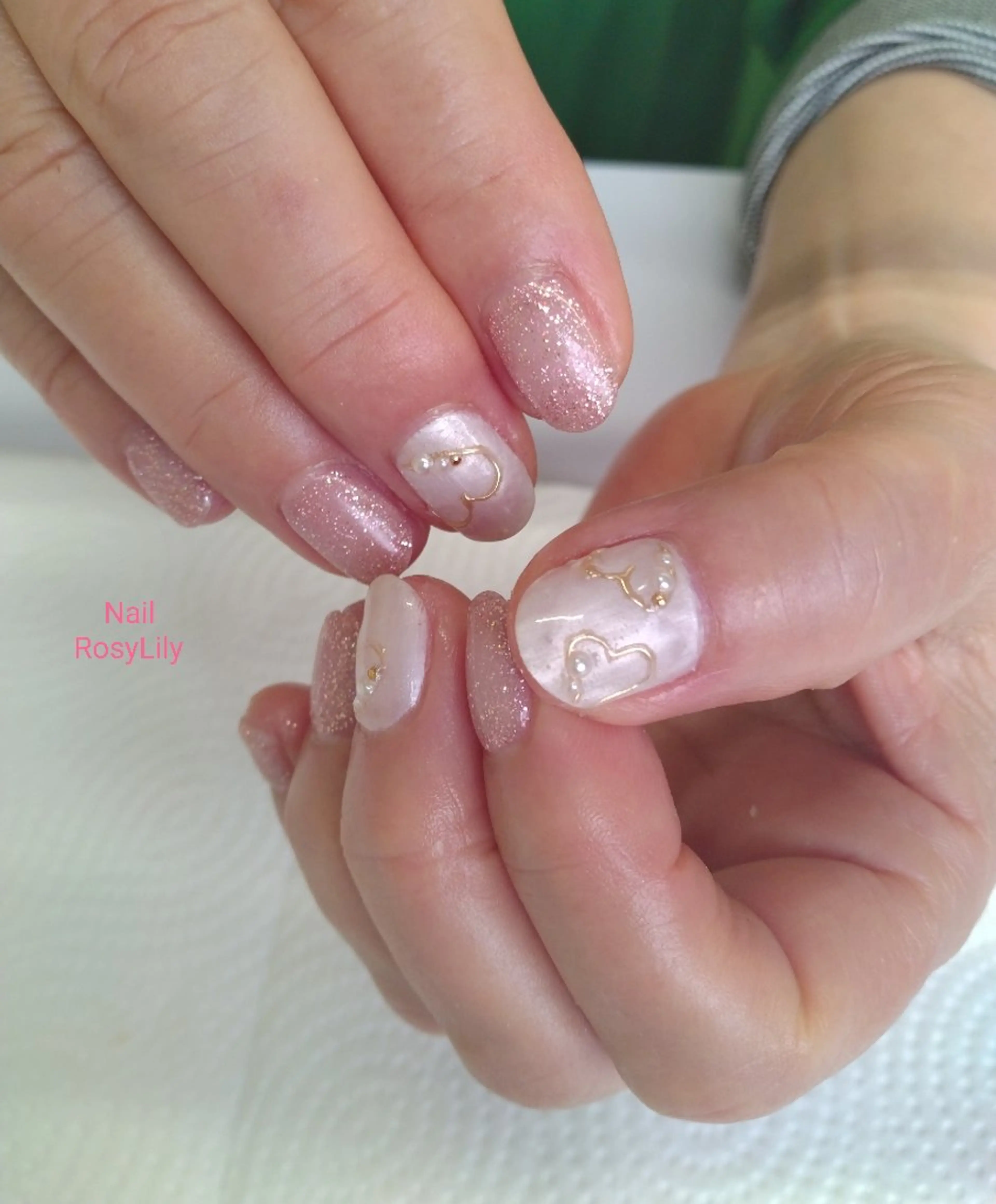 カラー ピンクカラー ハンドネイル ハンドケア プライベートサロン RosyLily所属・プライベートサロン Rosy Lilyのネイルデザイン