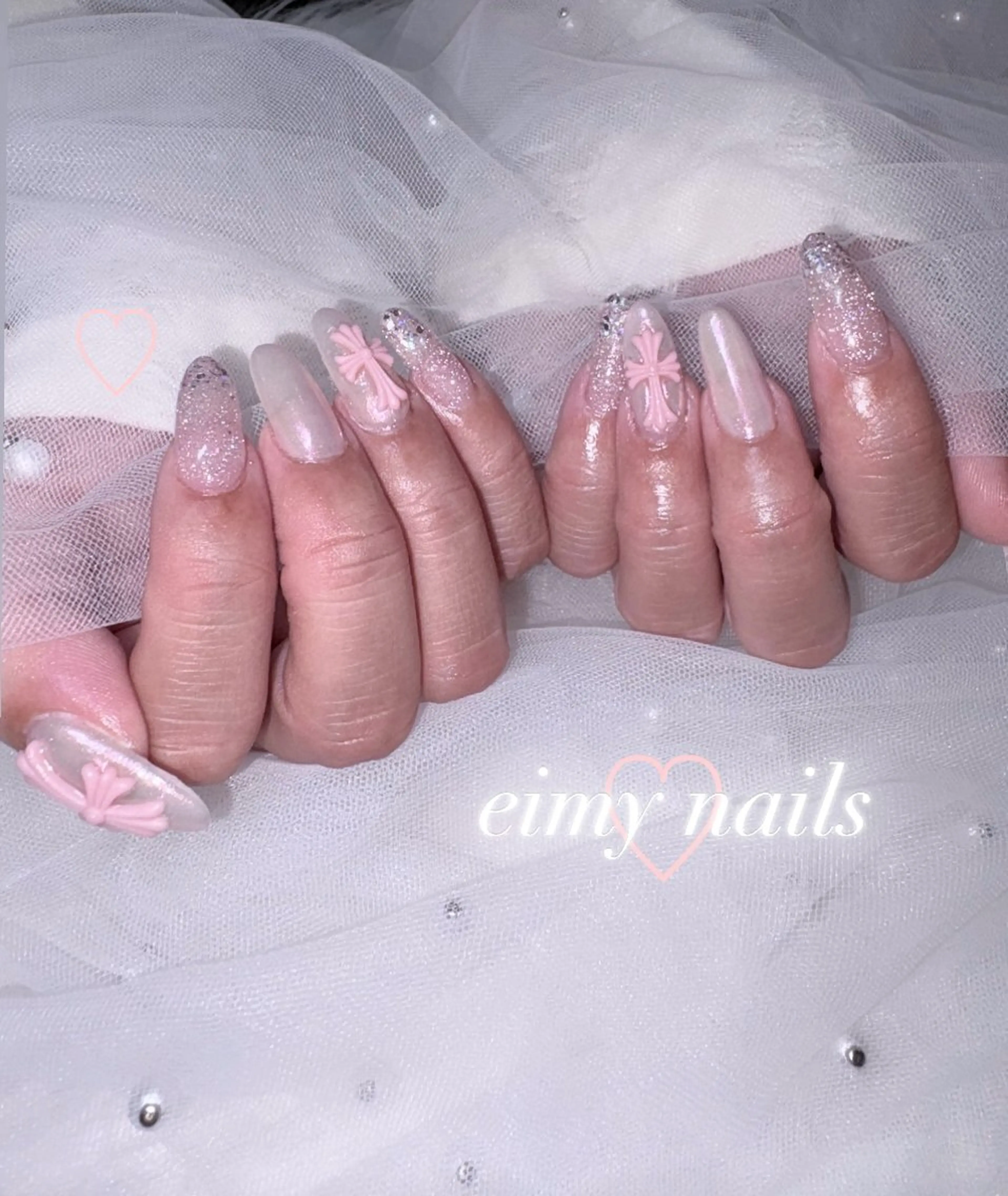 ネイル オーロラネイル フラッシュネイル ラメ(グリッター) ピンク ハンドネイル eimy nails♡のネイルデザイン