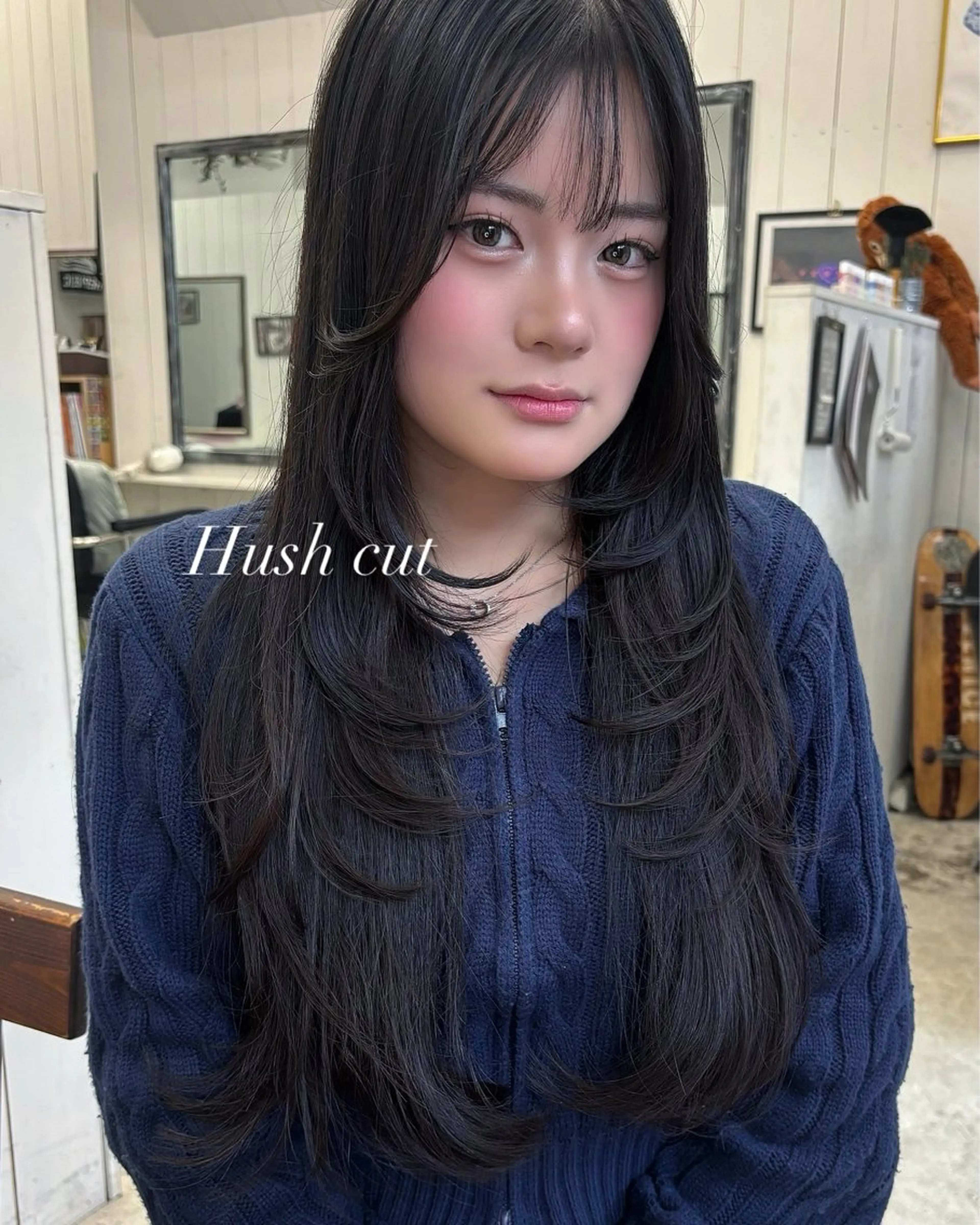 ロング ハッシュカット 韓国風ヘア カット Ann./艶髪 /レイヤーカットのヘアスタイル