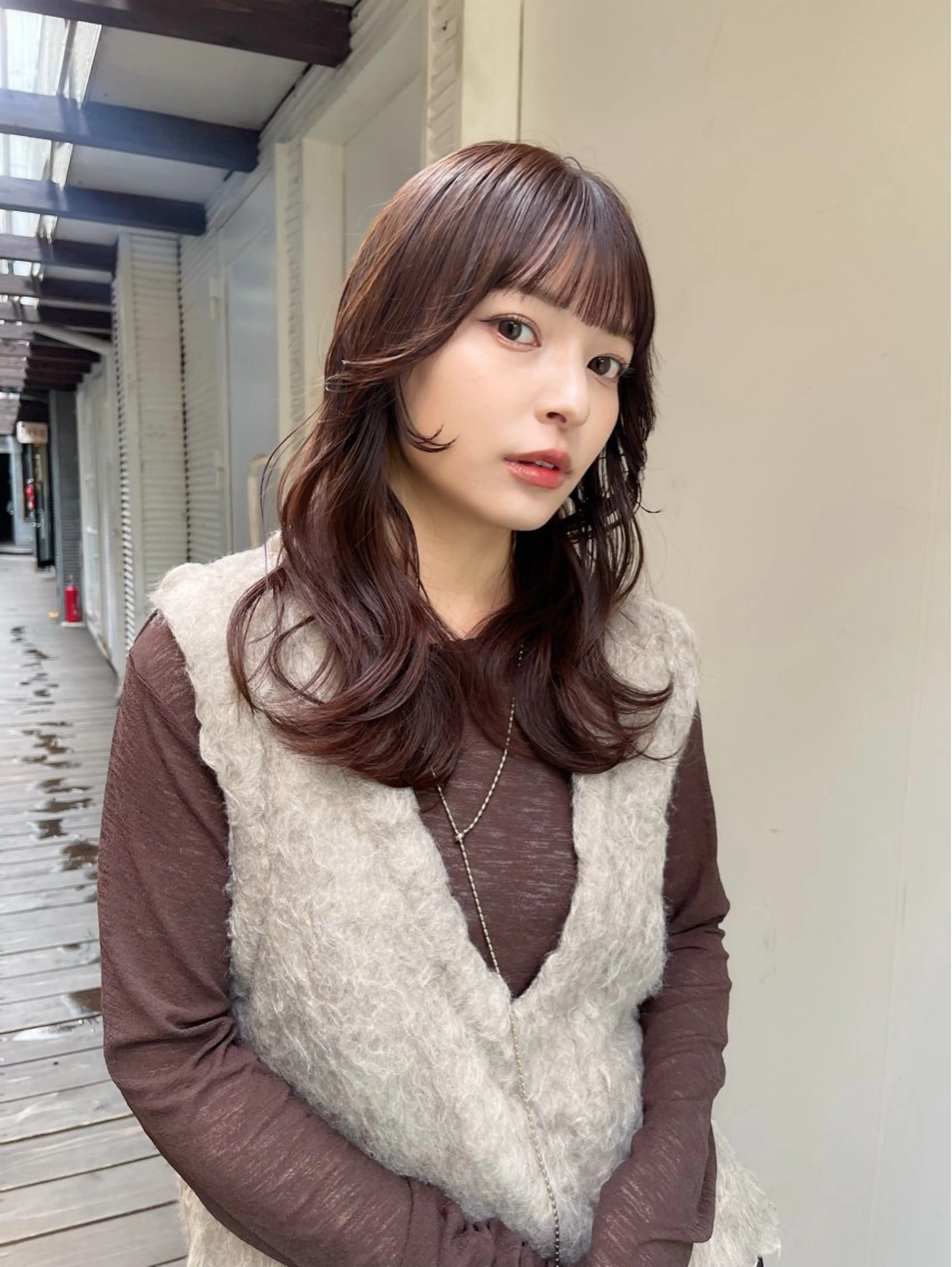 セミロング カラー ダブルカラー レイヤーカット カット ヘアカラー トリートメント AiM 大名　似合わせカットのヘアスタイル