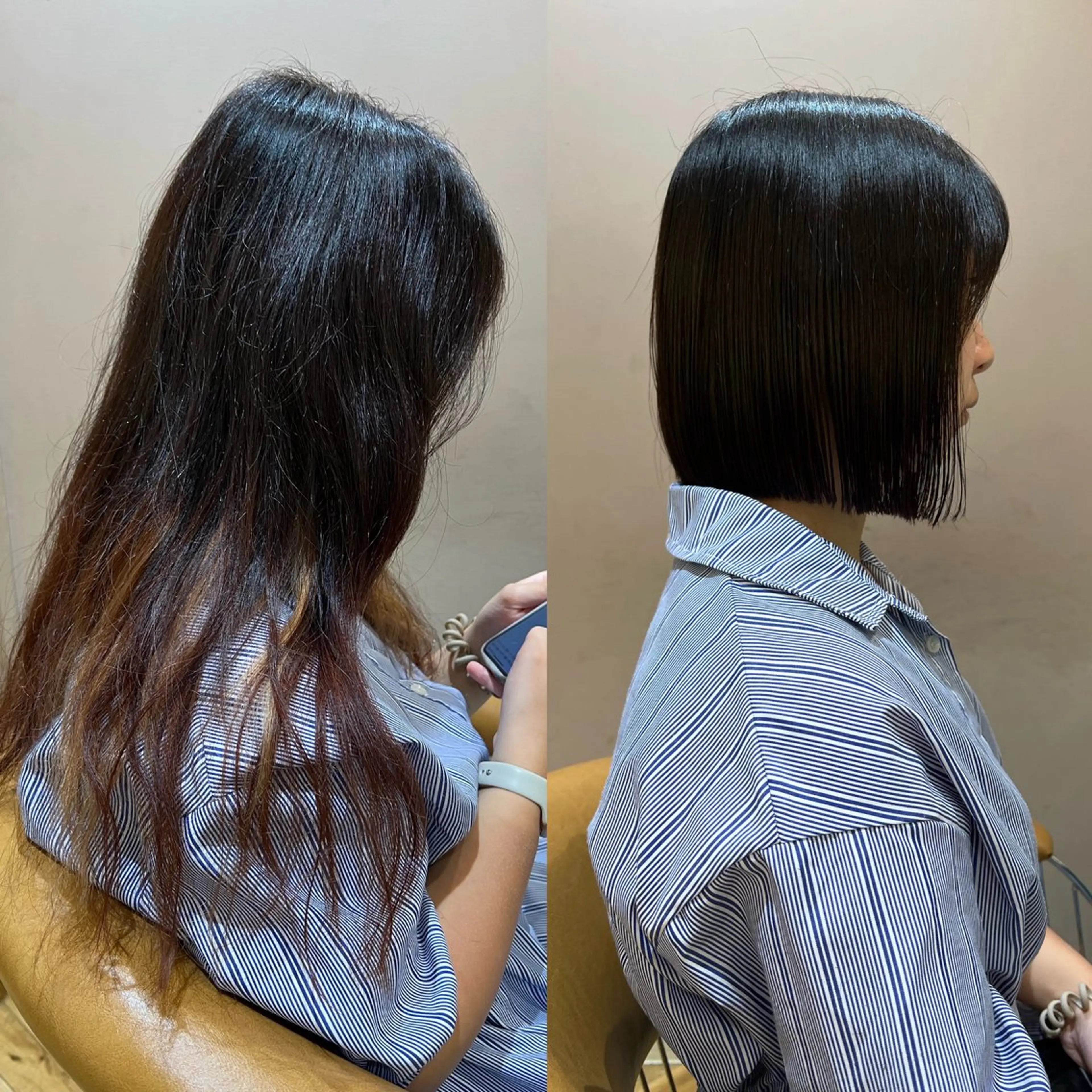 ショート カラー ボブ/巻ける縮毛矯正 /韓国レイヤーはなのヘアスタイル