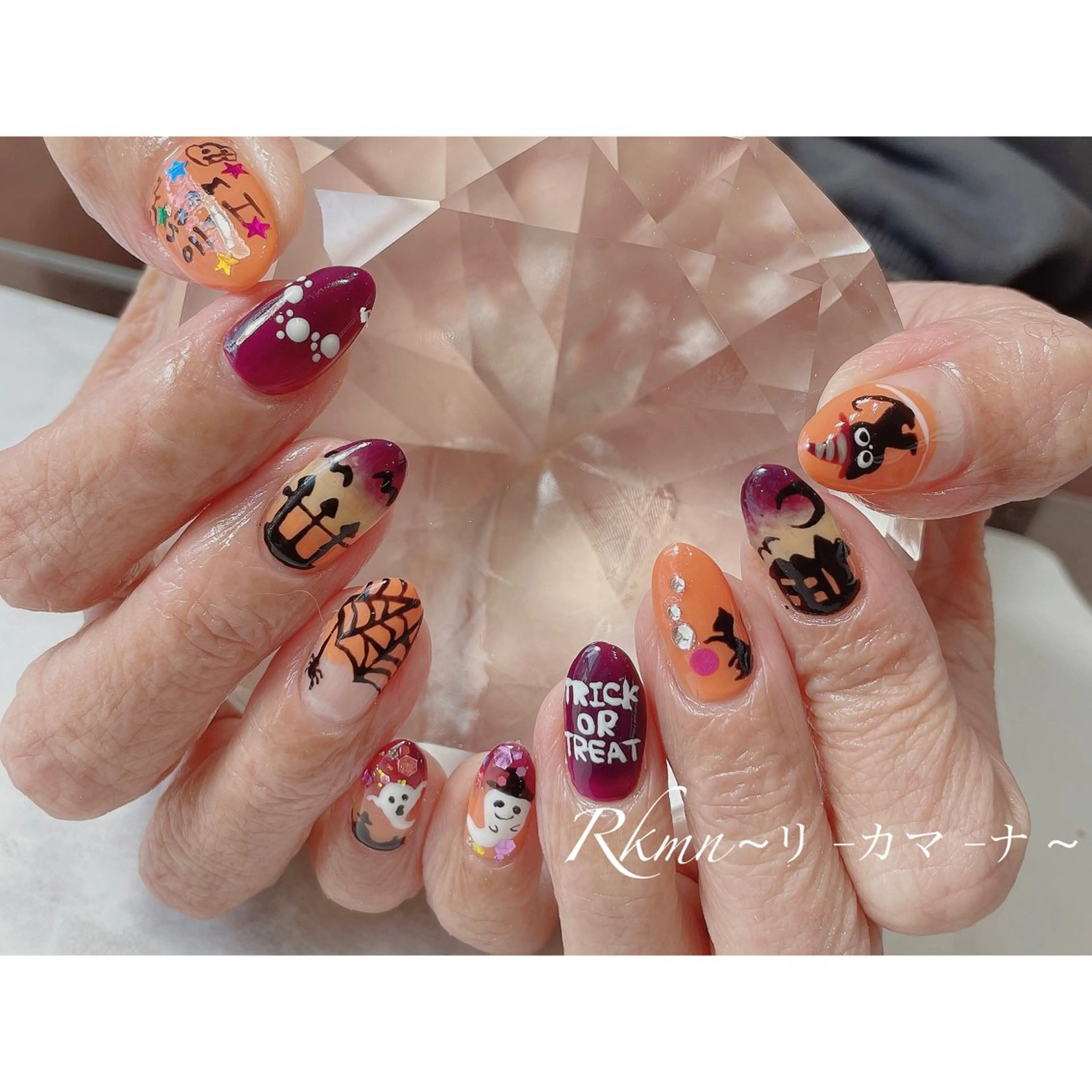 ネイル アートネイル ハロウィン 春ネイル ハンドネイル フットネイル ハンドケア Rkmn ~リ-カマ-ナ~のネイルデザイン