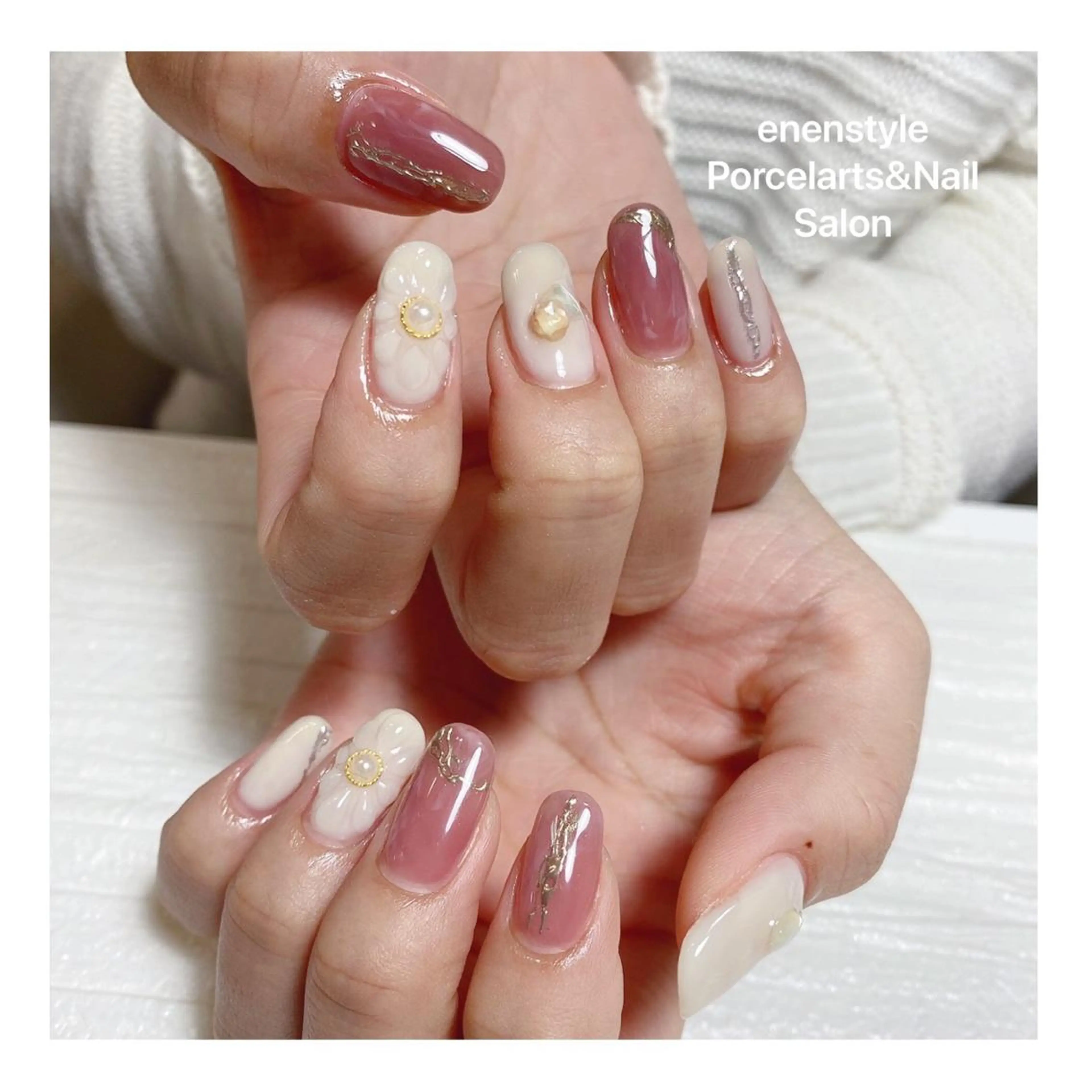 ミディアム ネイル ハンドネイル 👑enen style👑のネイルデザイン