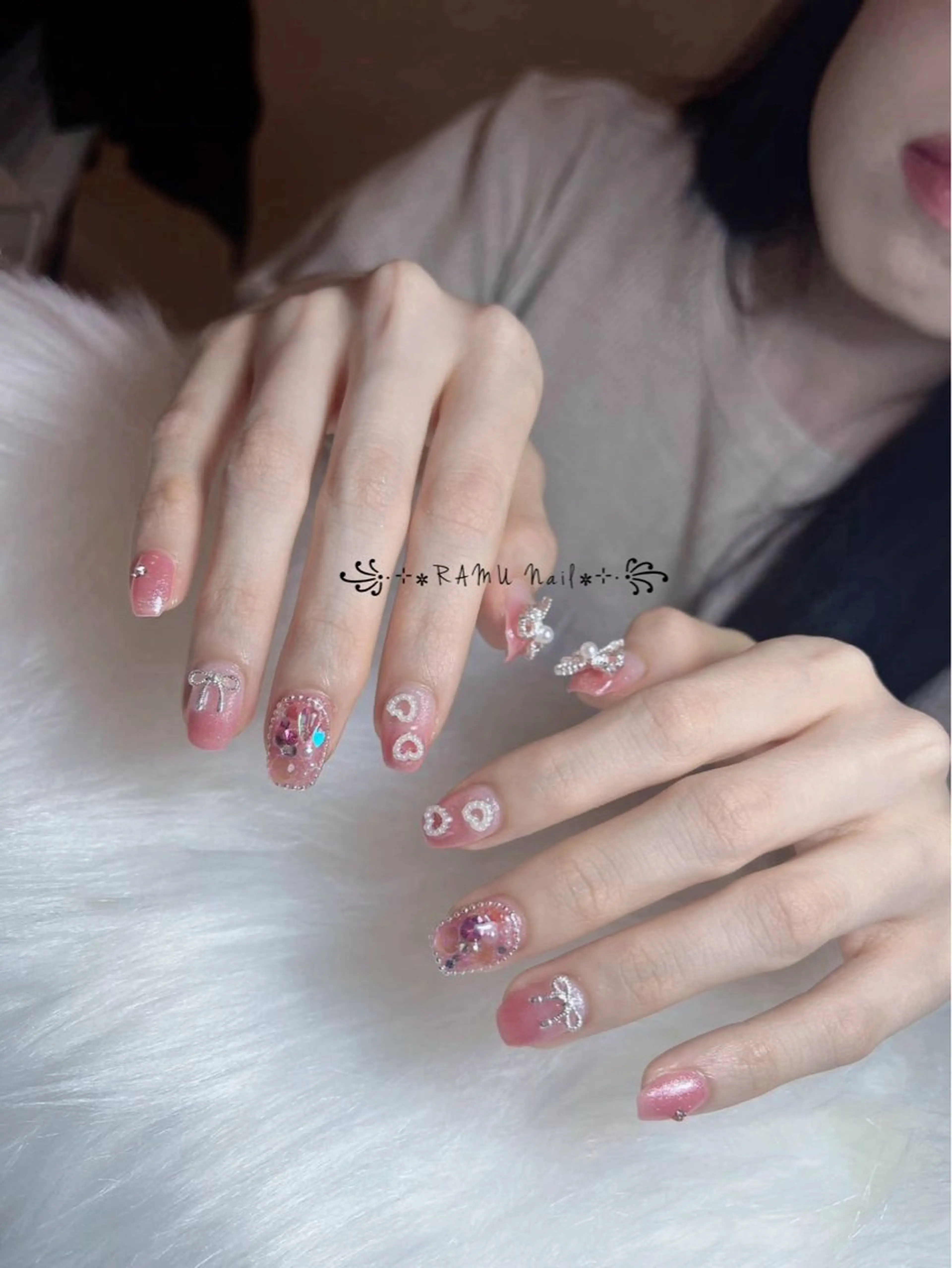 ネイル 韓国ネイル 冬ネイル ハンドネイル RAMU Nail 恵比寿店のネイルデザイン