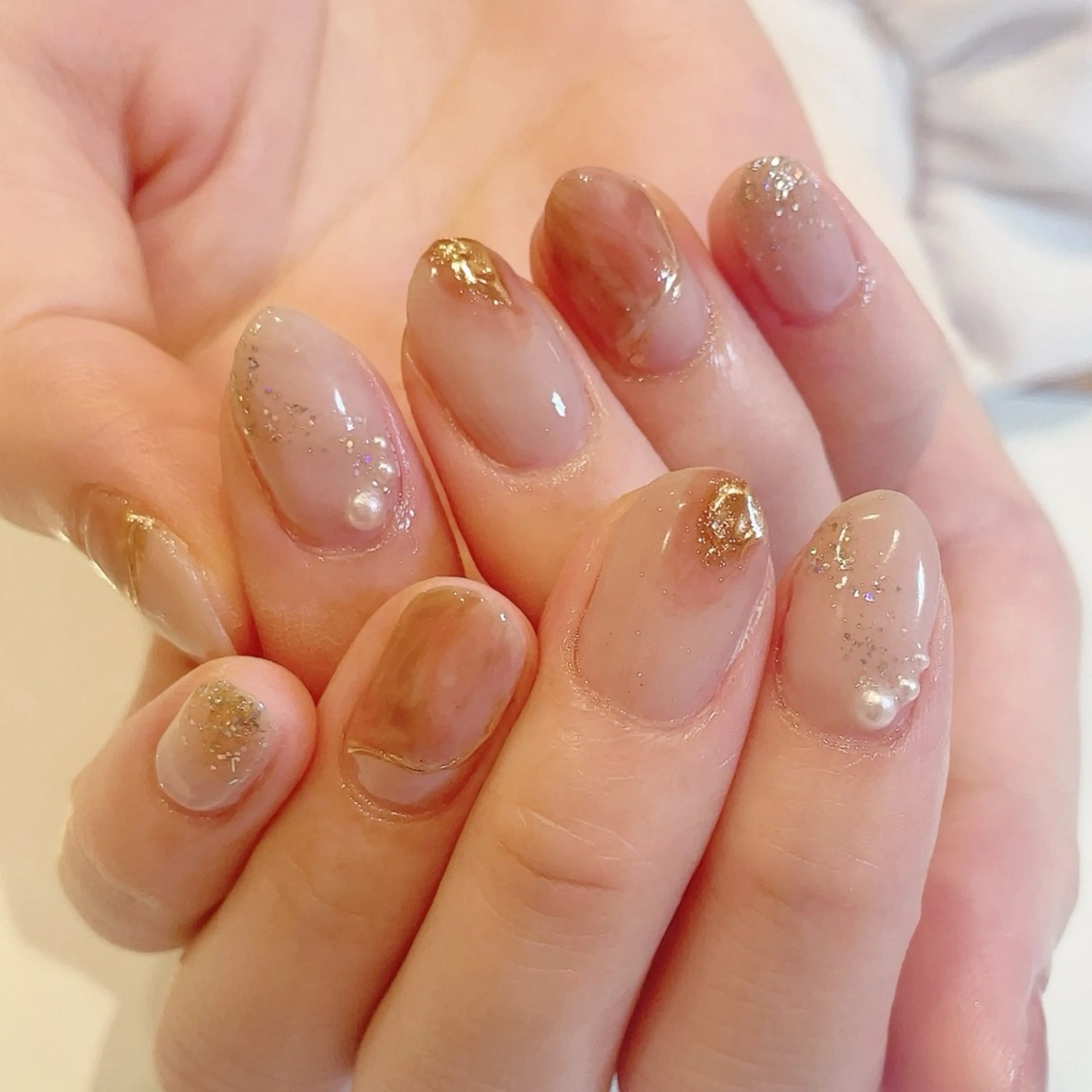 ネイル ミラーネイル ニュアンスネイル オフィスネイル ピンク シンプルネイル フットネイル 【飯田橋•神楽坂】 Chopin  ユカのネイルデザイン