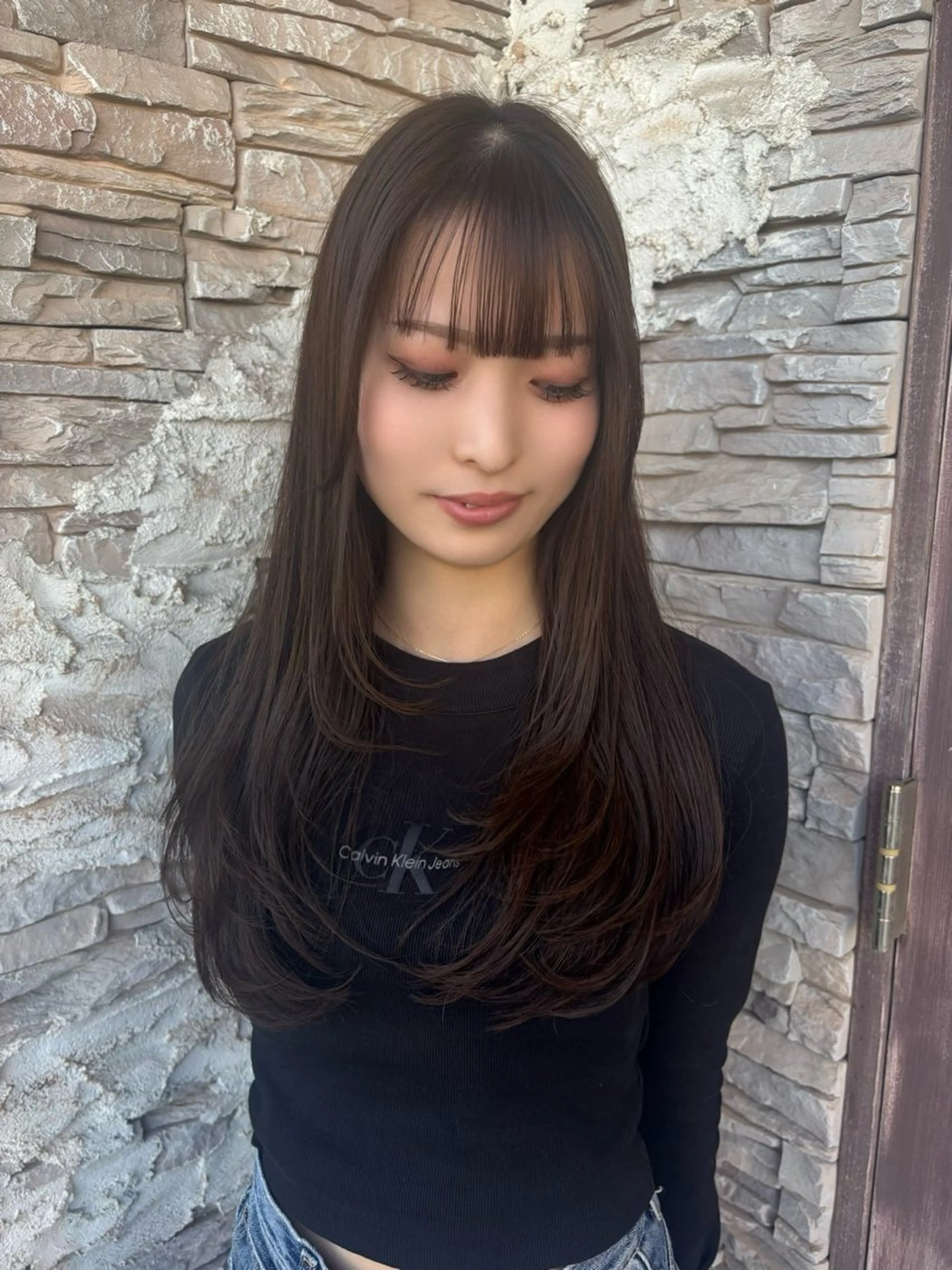 ロング カット 曲がるストレート/ レイヤー/大野真央のヘアスタイル