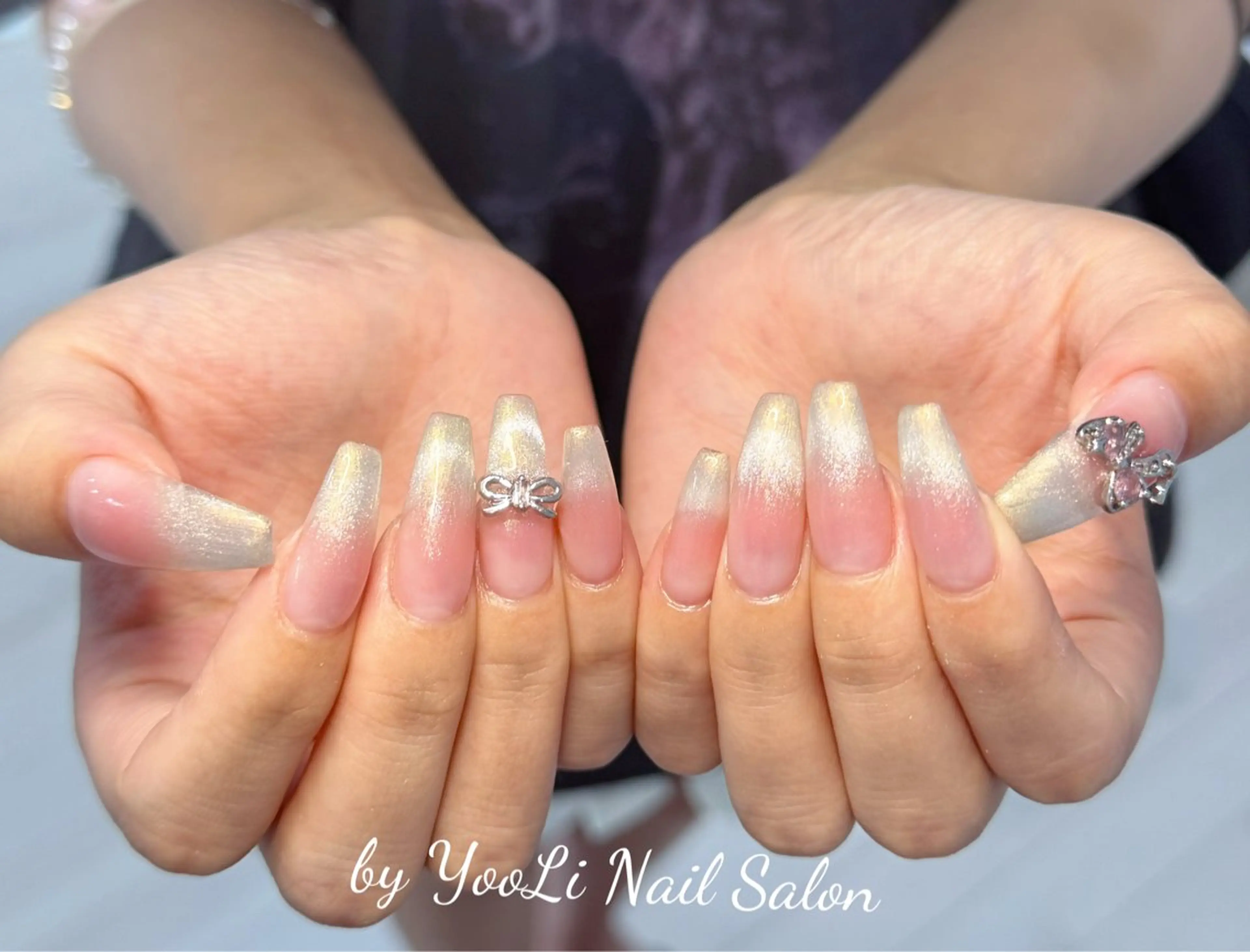 ネイル アートネイル オーロラネイル チークネイル フレンチネイル ガラスフレンチ ハンドネイル 🎀🎀YooLi Nail Salonのネイルデザイン