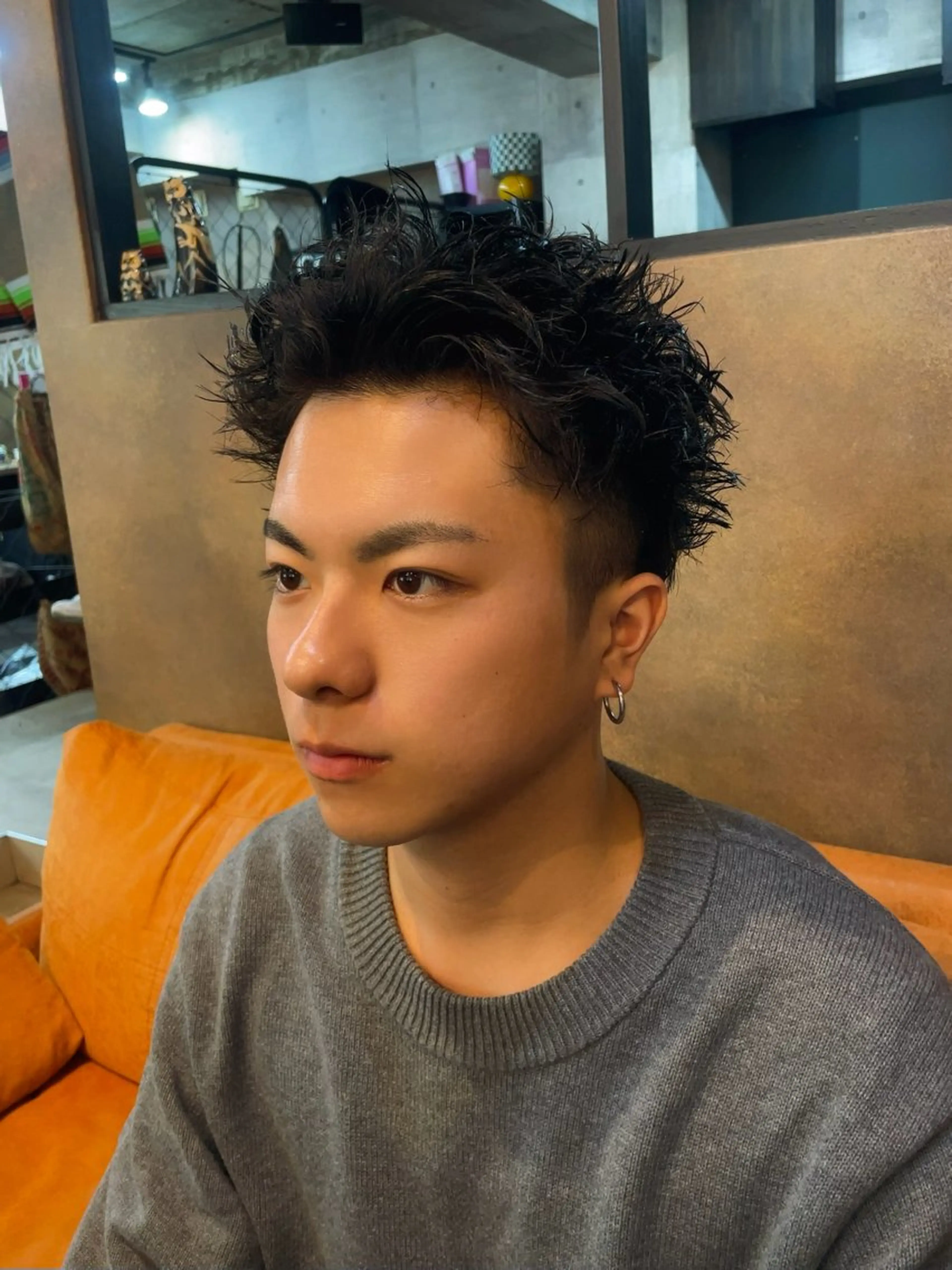 メンズスパイキーショートカット+ツイストパーマ+トリートメントの写真