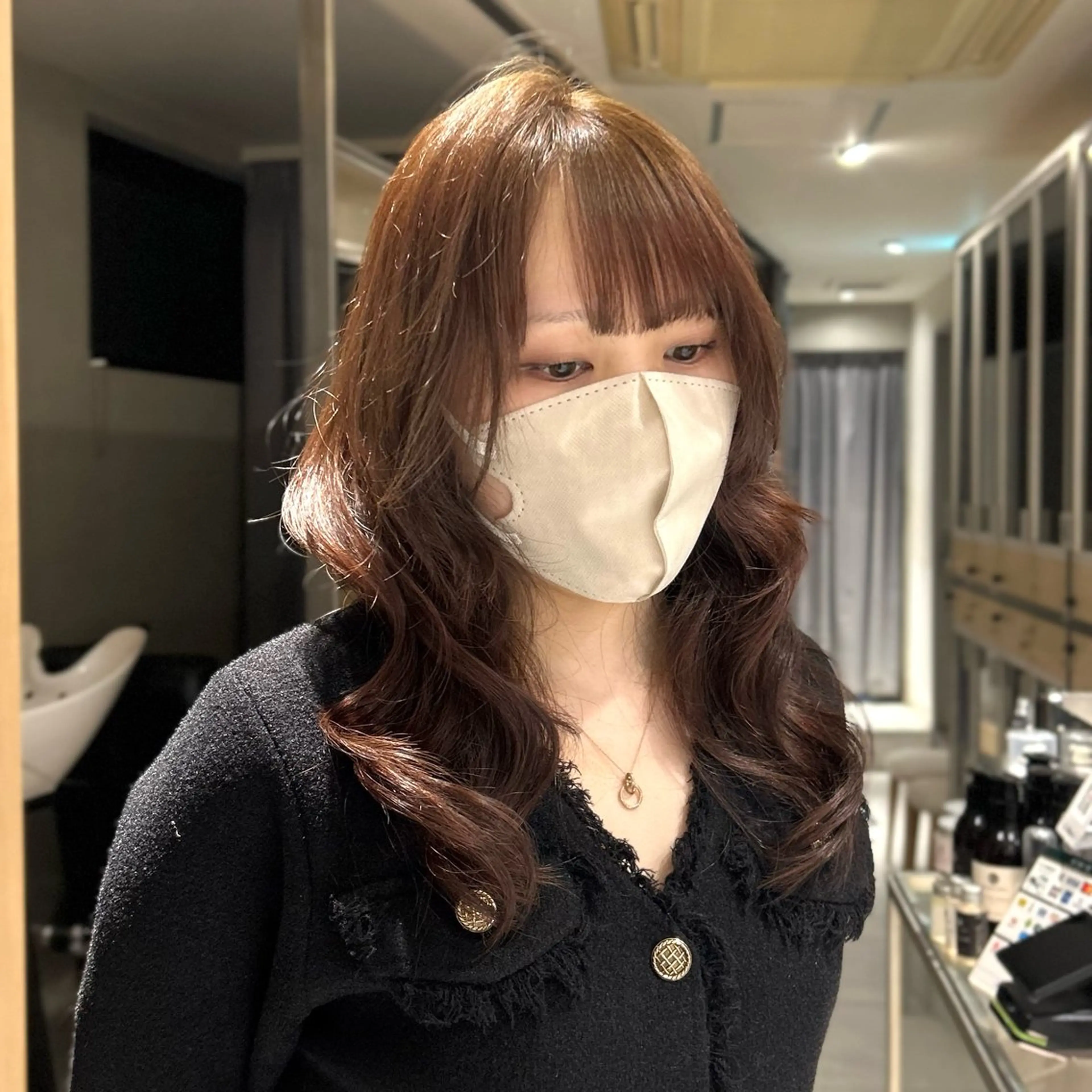 ロング カラー ブラウンカラー カット ヘアカラー サラ艶/韓国ヘア ︎🌟璃奈 (リナ)のヘアスタイル