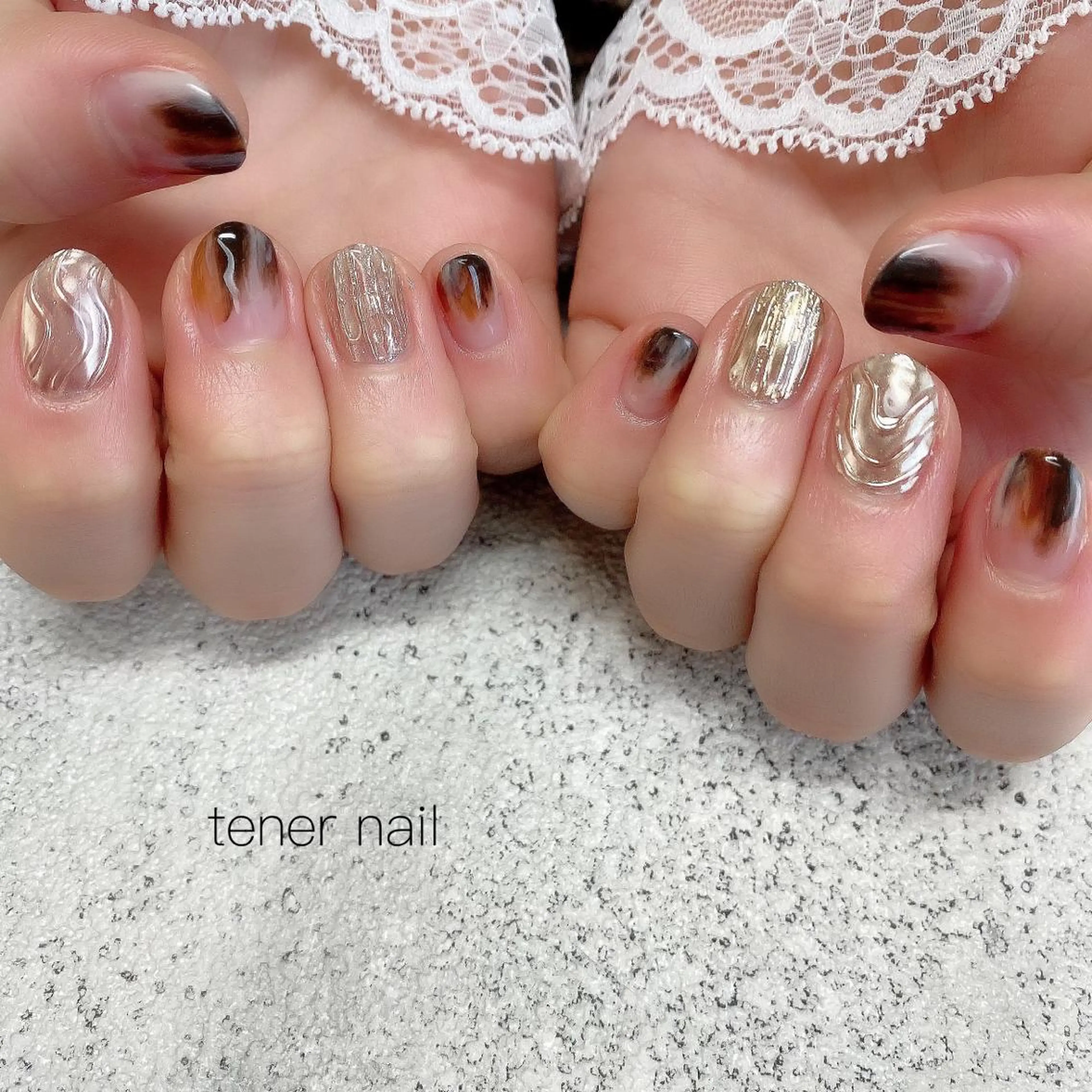 ネイル アートネイル グラデーション ミラーネイル ニュアンスネイル テネルネイル tener nailのネイルデザイン