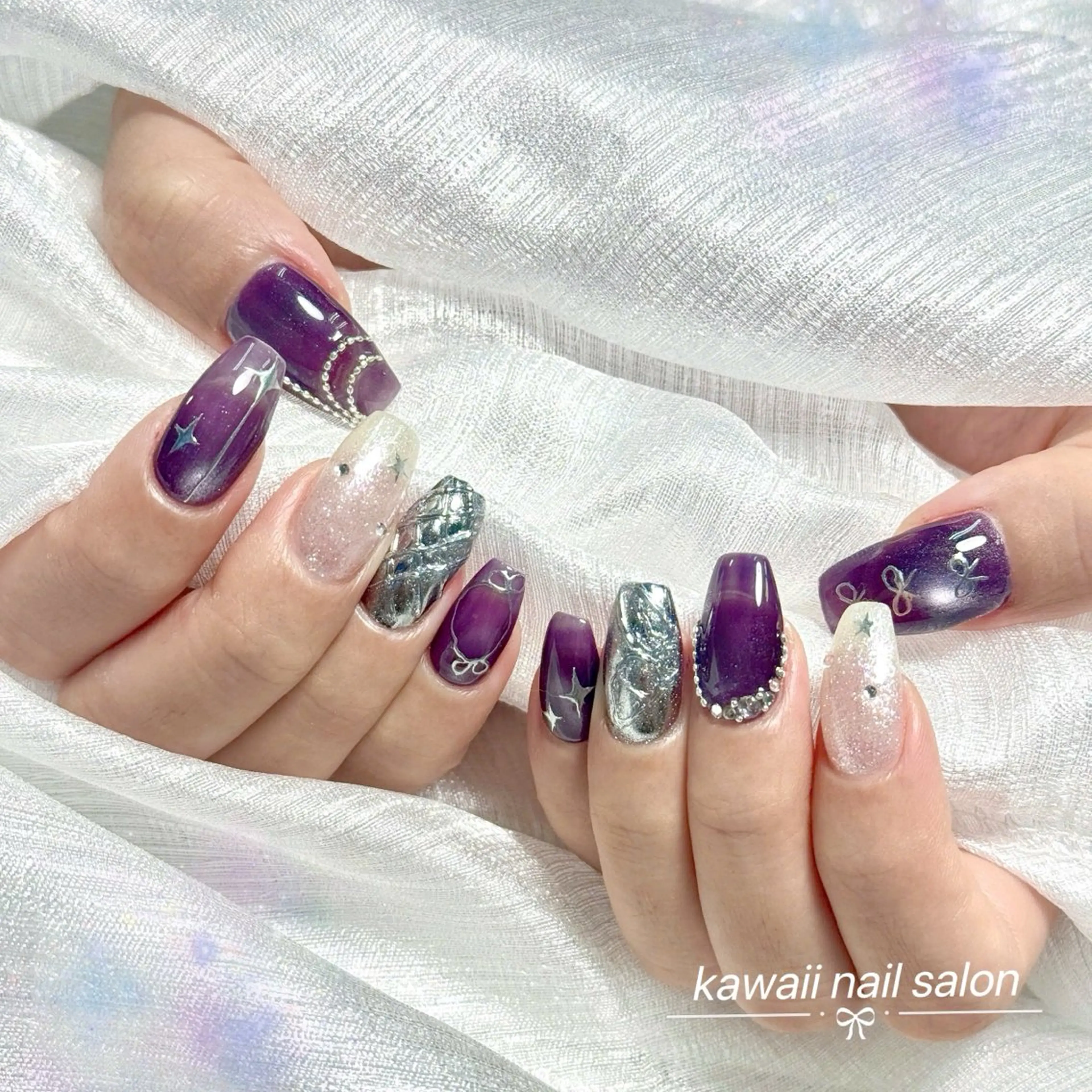 ネイル ジェルネイル 韓国ネイル マグネットネイル 持ち込み ワンカラーネイル Kawaii _Nailのネイルデザイン