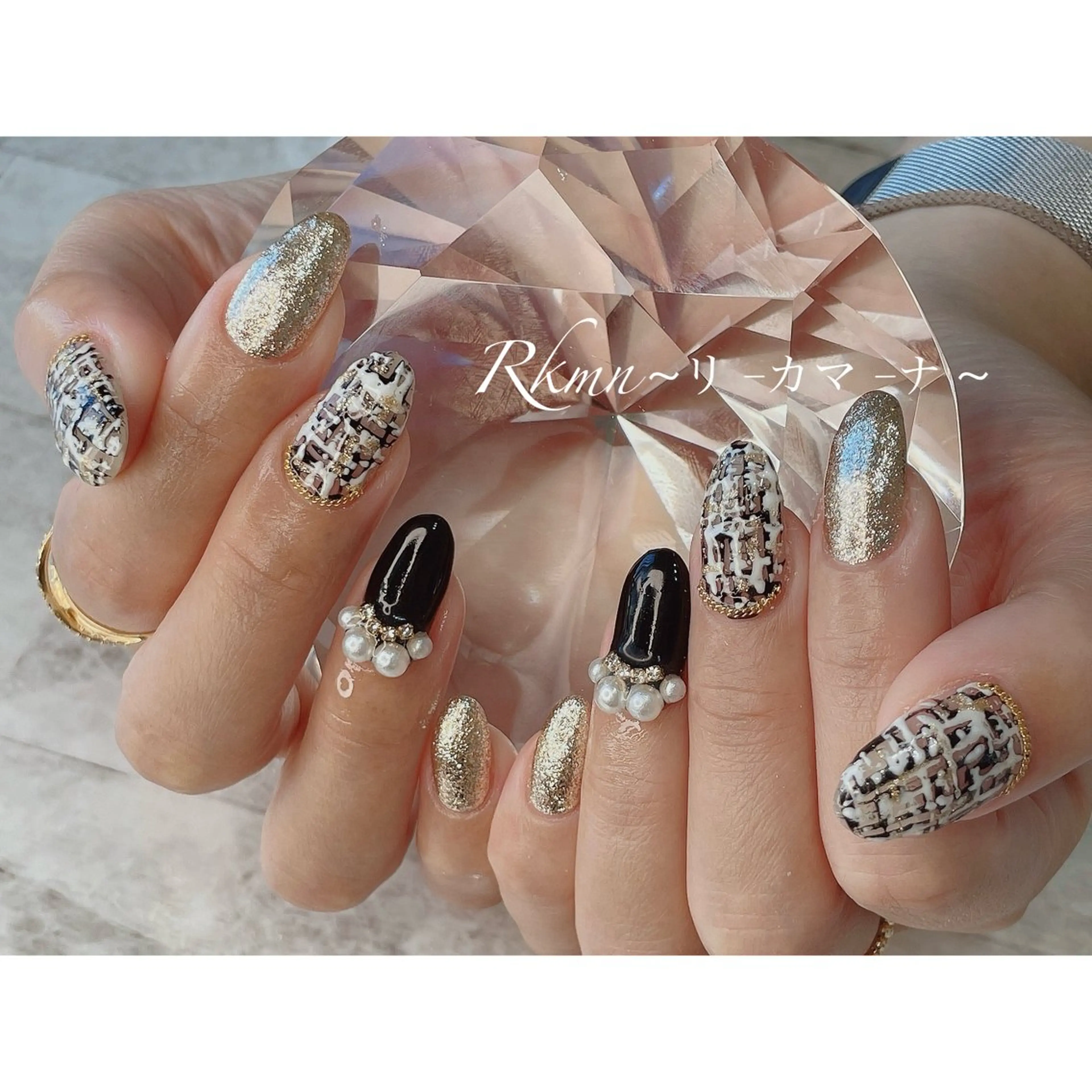 ネイル アートネイル キラキラネイル ラメ(グリッター) 春ネイル ツイードネイル ハンドネイル フットネイル ハンドケア Rkmn ~リ-カマ-ナ~のネイルデザイン