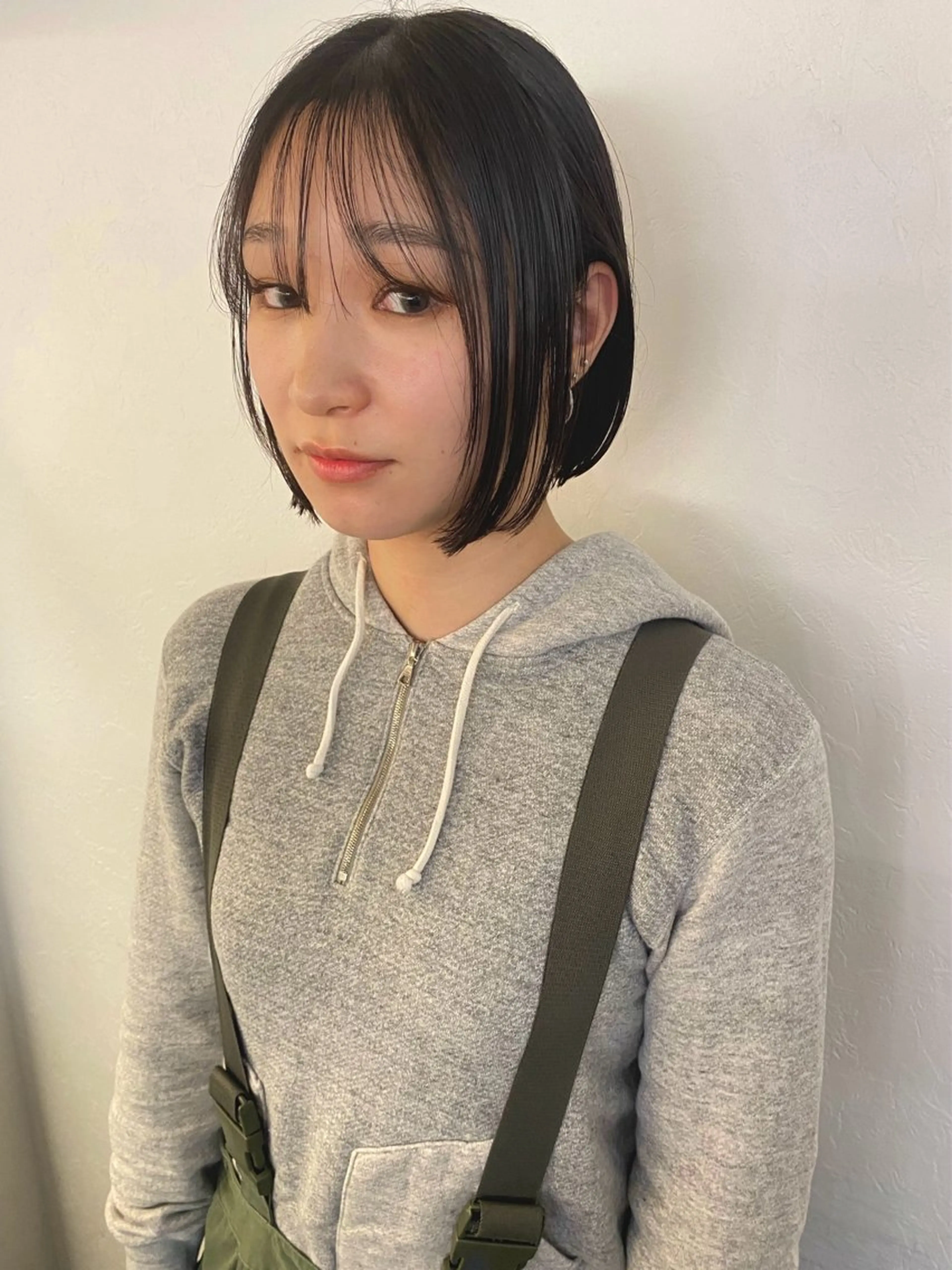 ショート カラー シースルーバング カット ヘアカラー 森貴裕/ベージュ/ パーマ/オリーブのヘアスタイル