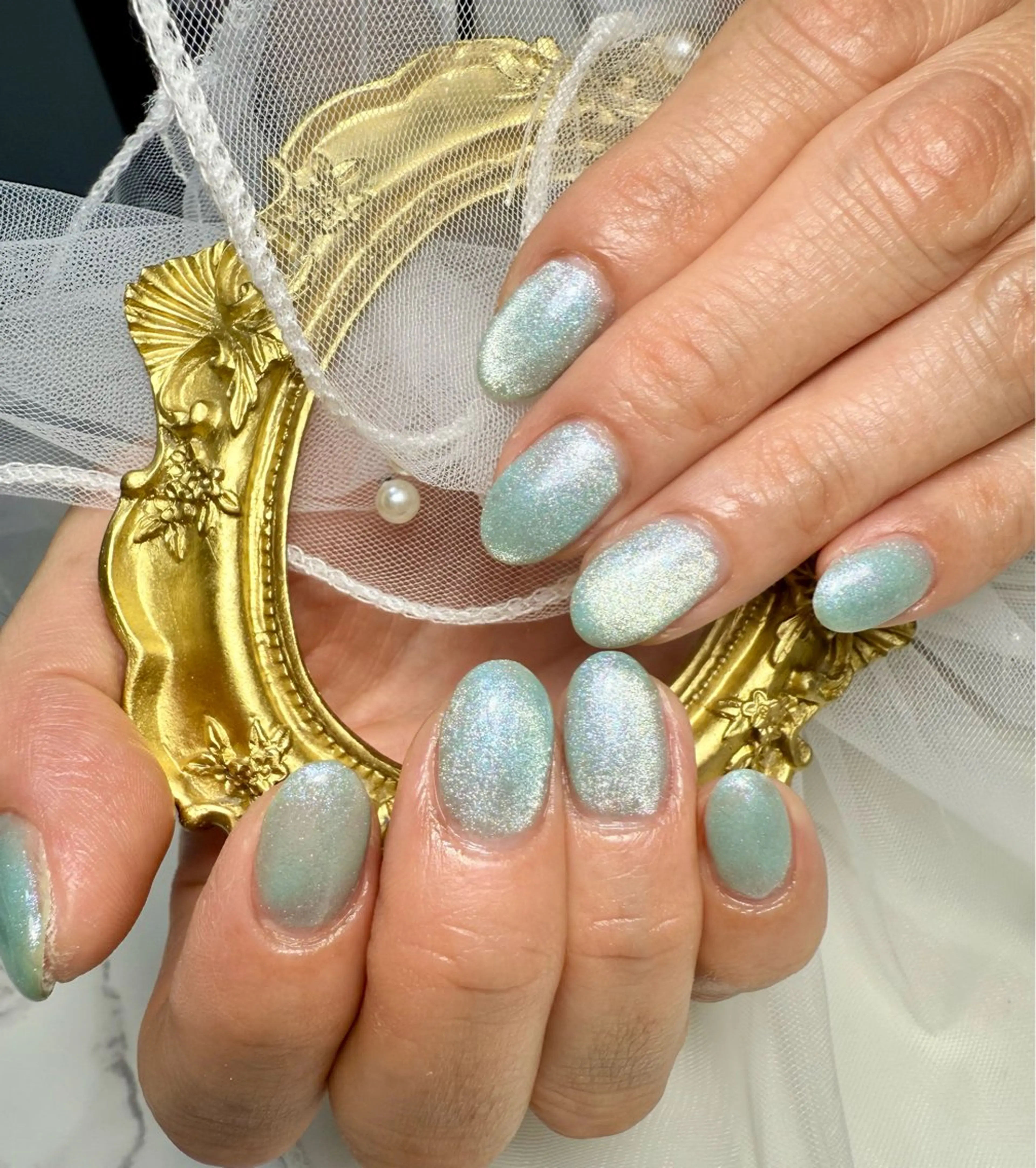 ネイル アートネイル チークネイル 氷ネイル・うるうるネイル キラキラネイル マグネットネイル M.N_ nailのネイルデザイン