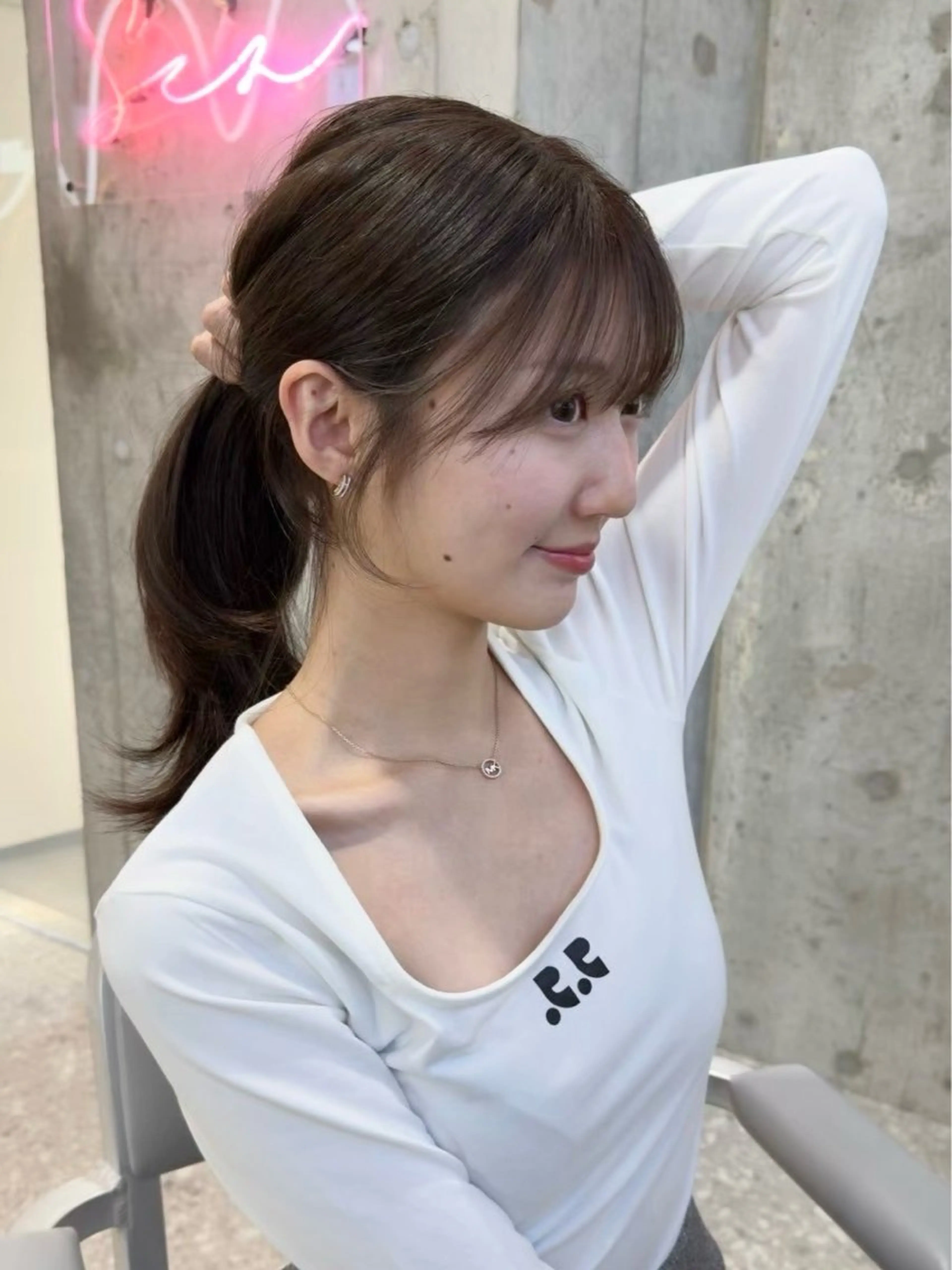 ミディアム 顔周りカット カット 縮毛矯正 Loom by Sea 新宿所属・Kaede/ブリーチ なし/レイヤー🤍のヘアスタイル