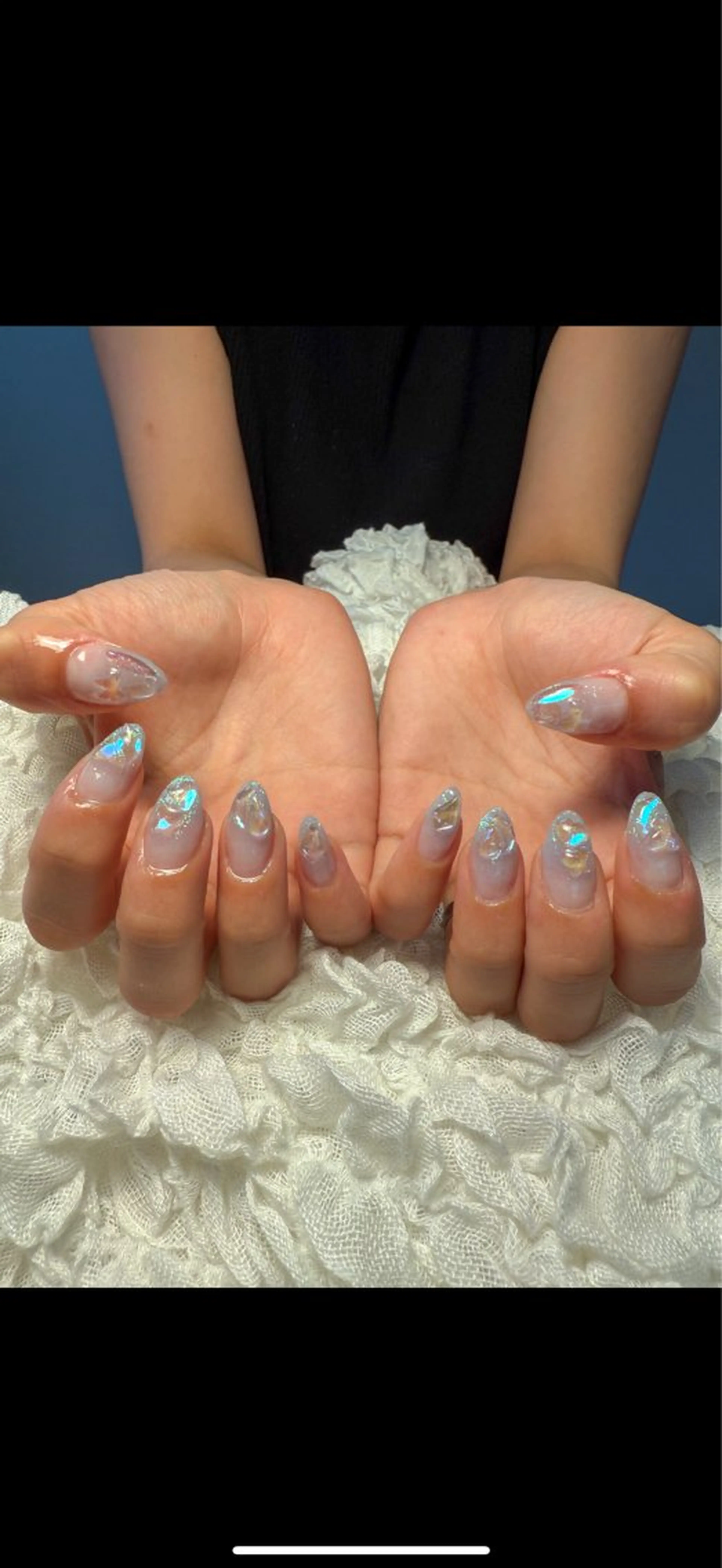ネイル オーロラネイル ブルー グラデーション キラキラネイル ラメ(グリッター) ハンドネイル nail salon Estelleのネイルデザイン