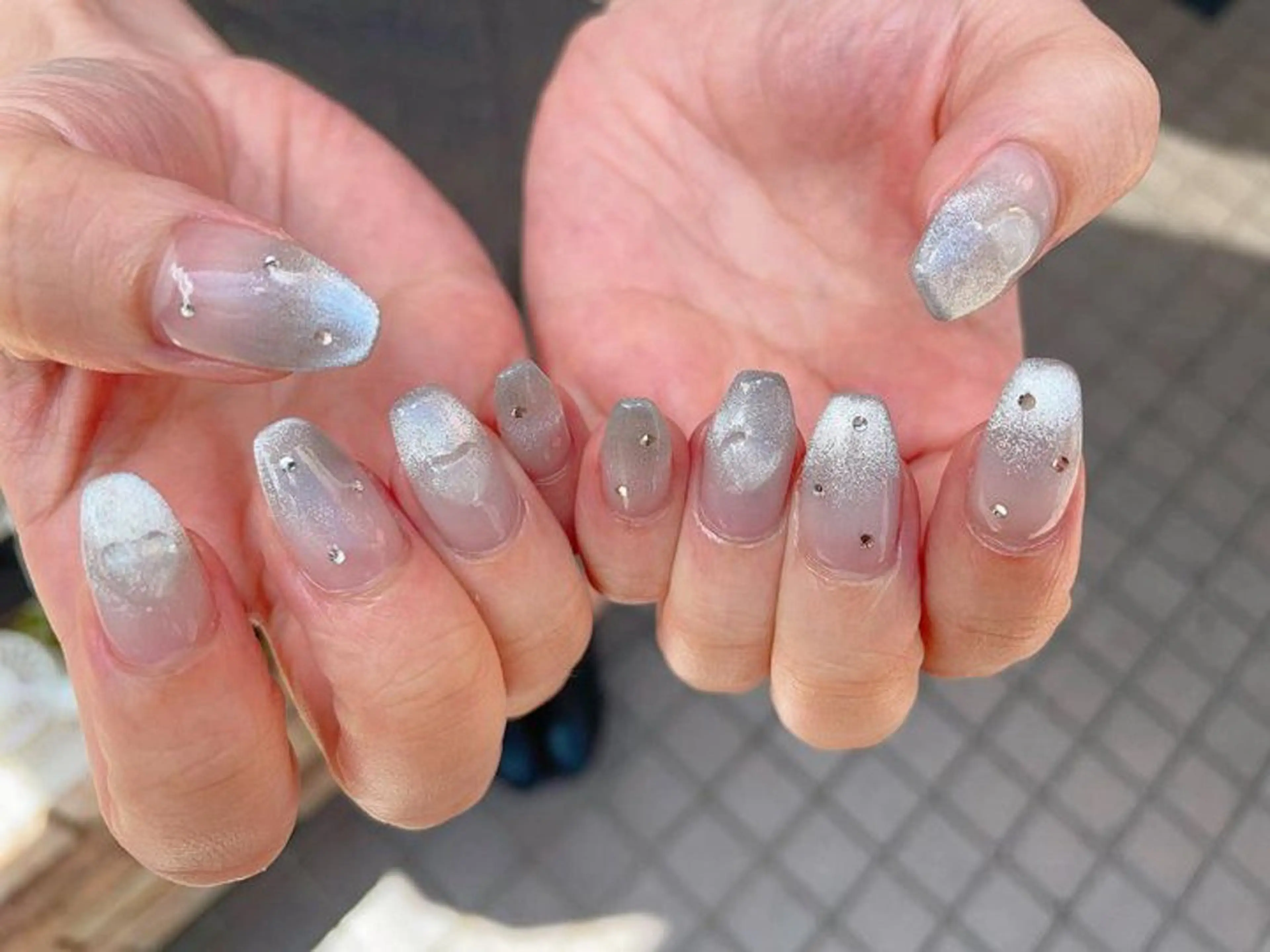 ネイル オーロラネイル フラワーネイル ジェルネイル ハート マグネットネイル nailroom OHANA🌴のネイルデザイン