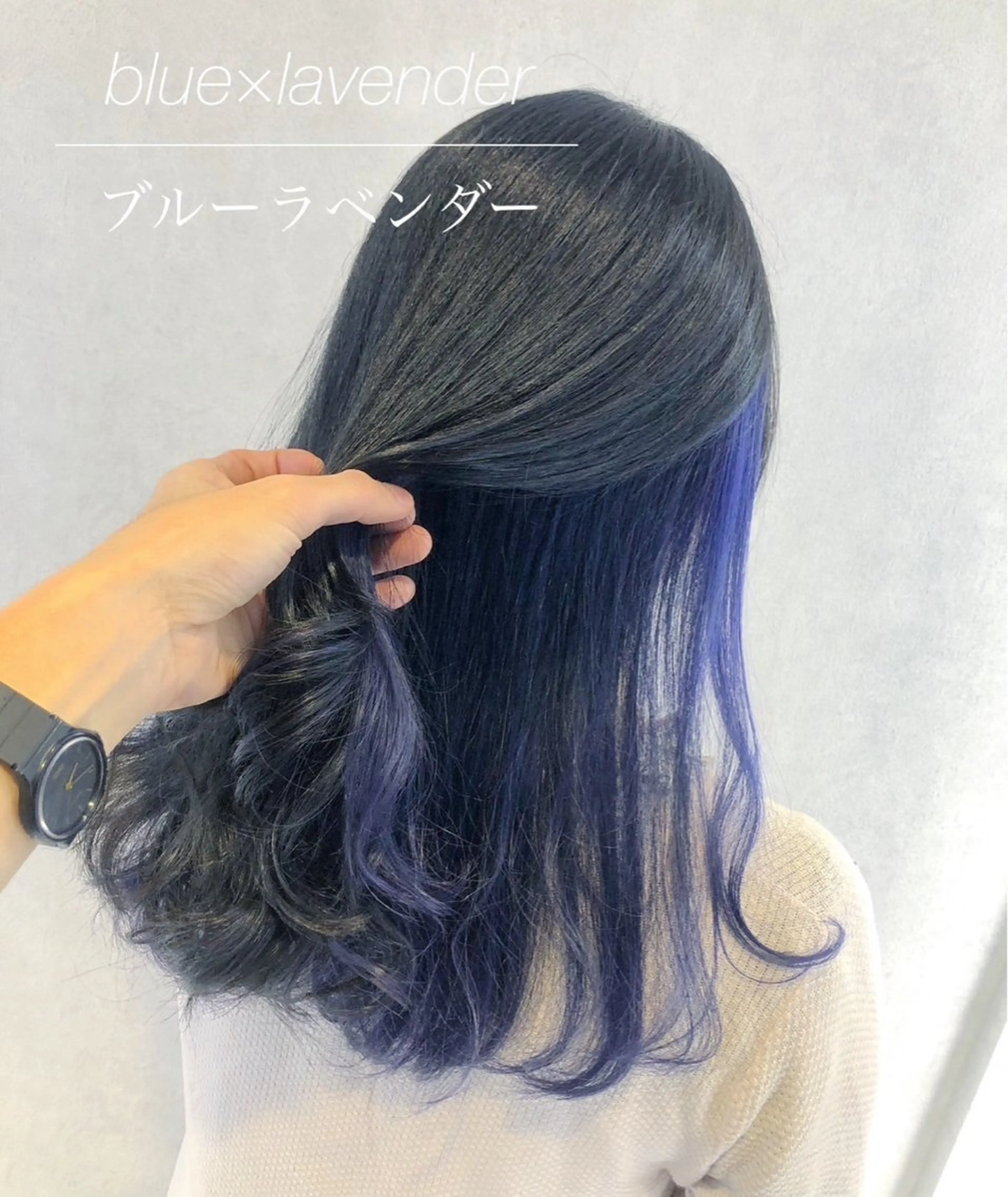 セミロング カラー ブルーカラー ブルーラベンダー ハイトーンカラー ラベンダーカラー エクステ 代表/七瀬/ギャル/ シールエクステ/渋谷のヘアスタイル