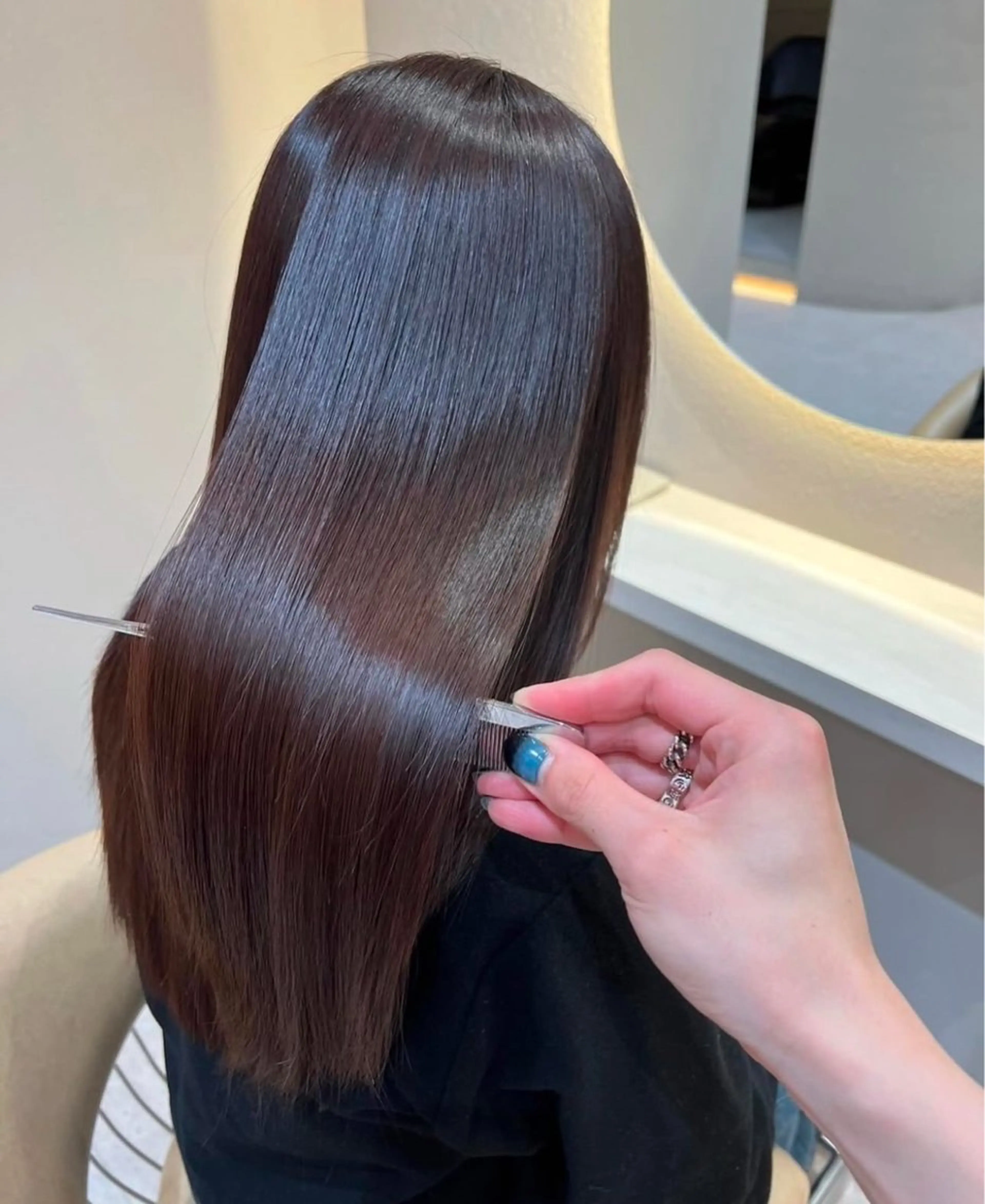 ロング ショートボブ 韓国風カラー ボブ くびれヘア 髪質改善 ボブ/顔周りカット /縮毛矯正/鈴木隆太のヘアスタイル