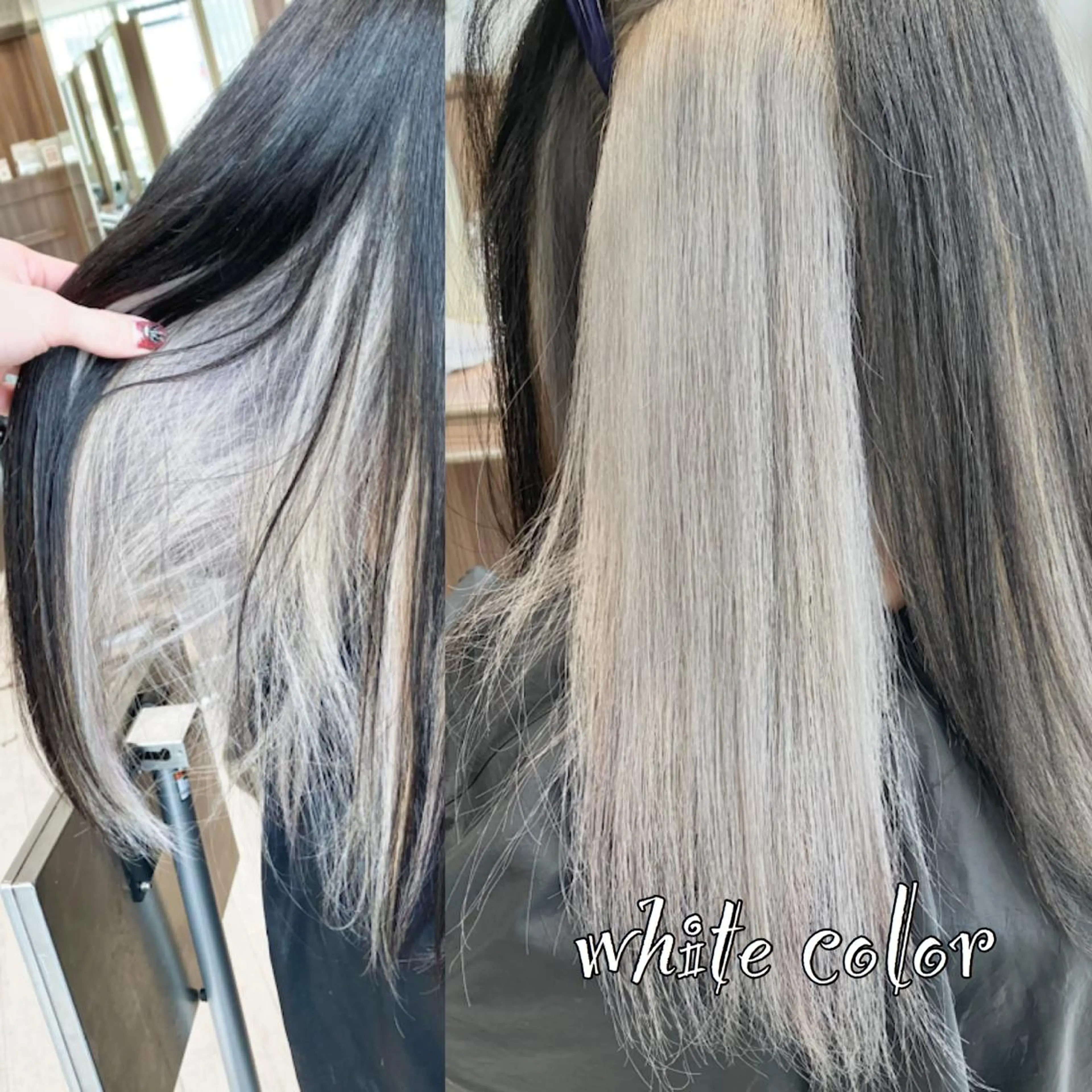 ロング カラー ヘアカラー 雅/ダブルカラー/ 白髪ぼかしハイライトのヘアスタイル