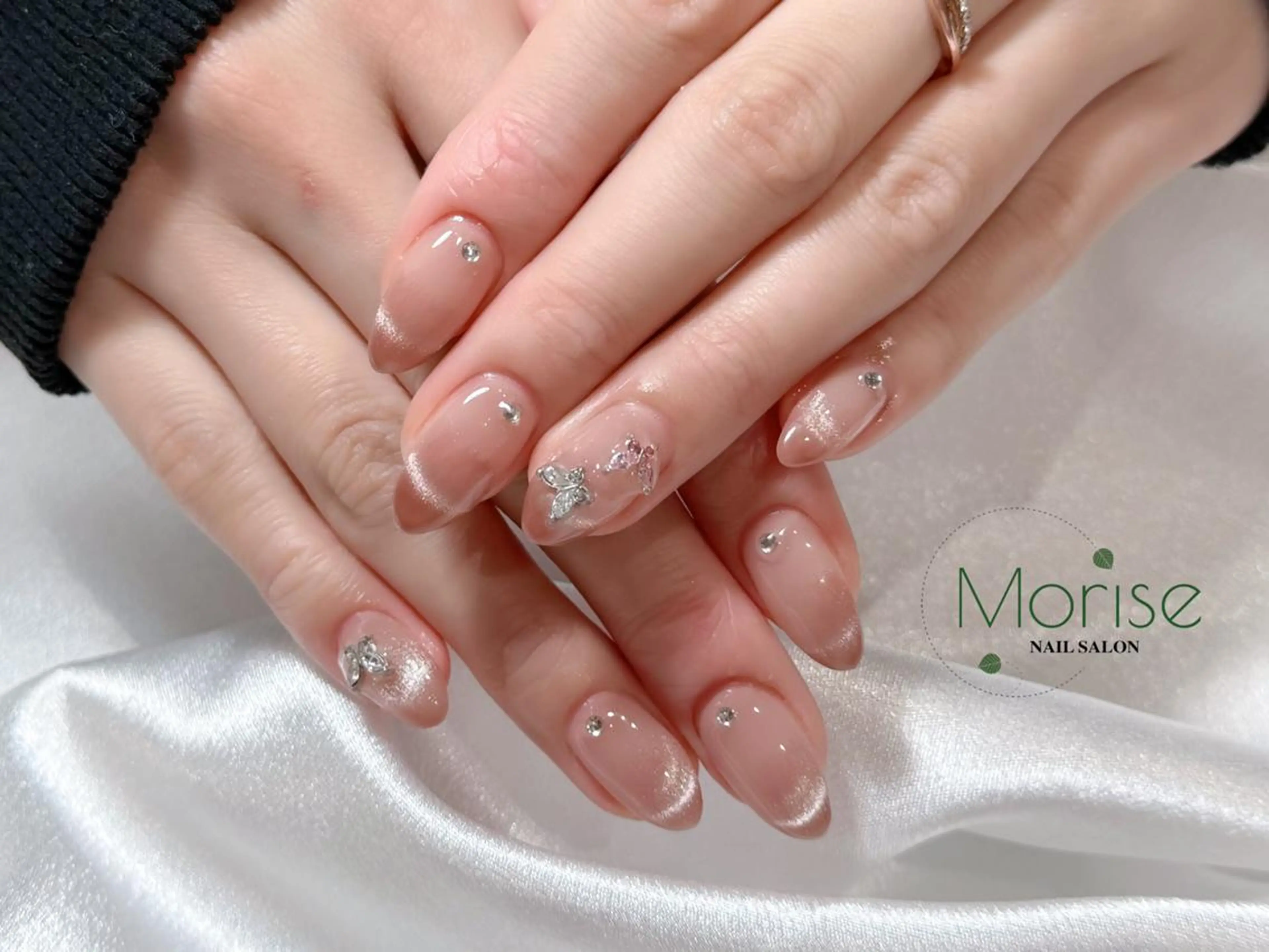 ネイル 長さ出し フレンチネイル ジェルネイル ガラスフレンチ 韓国ネイル MoriseNail Jr研修💜イシダのネイルデザイン