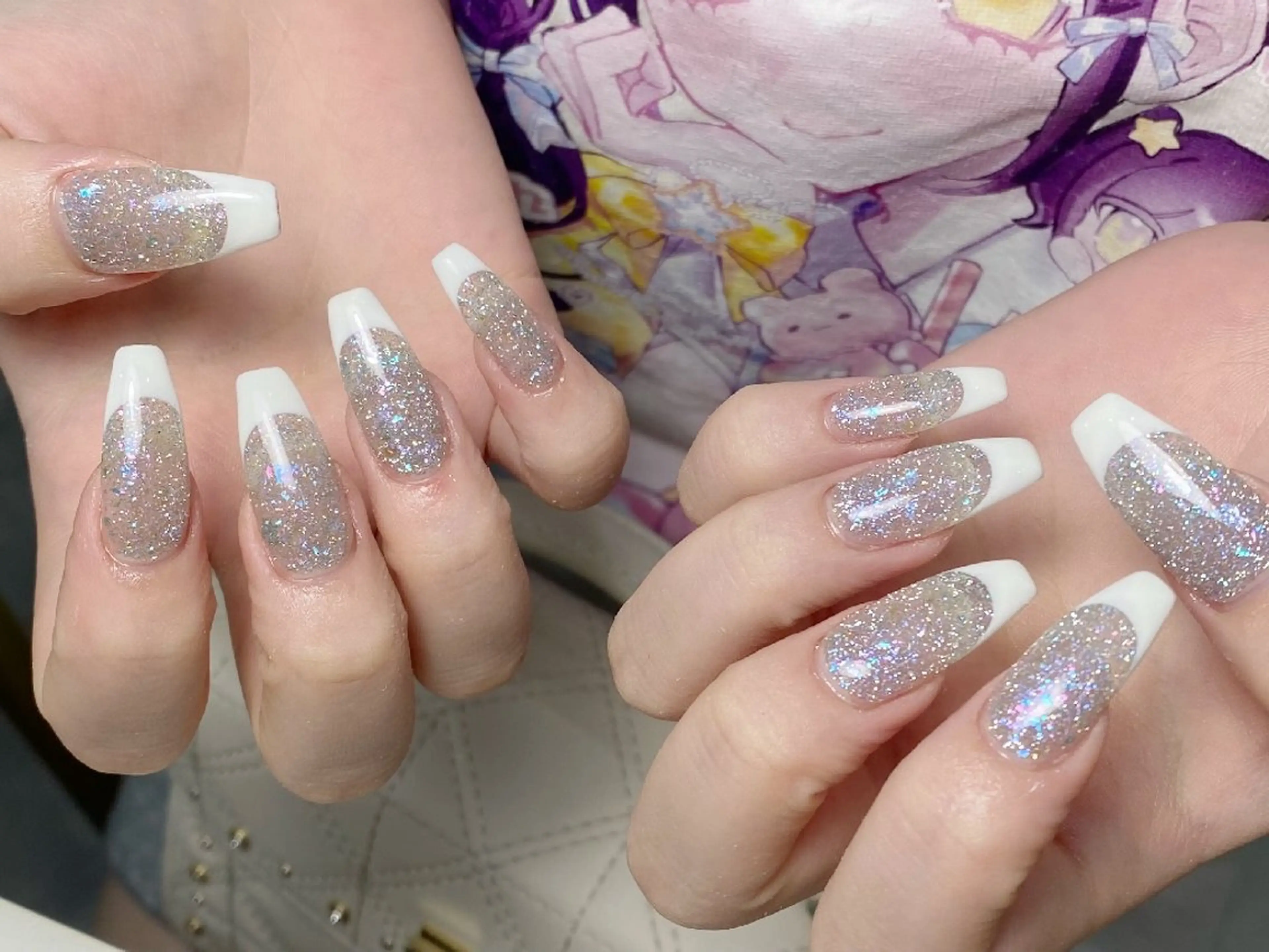 ネイル チークネイル フレンチネイル ジェルネイル ガーリー キラキラネイル ハンドネイル UM Nail Salonのネイルデザイン
