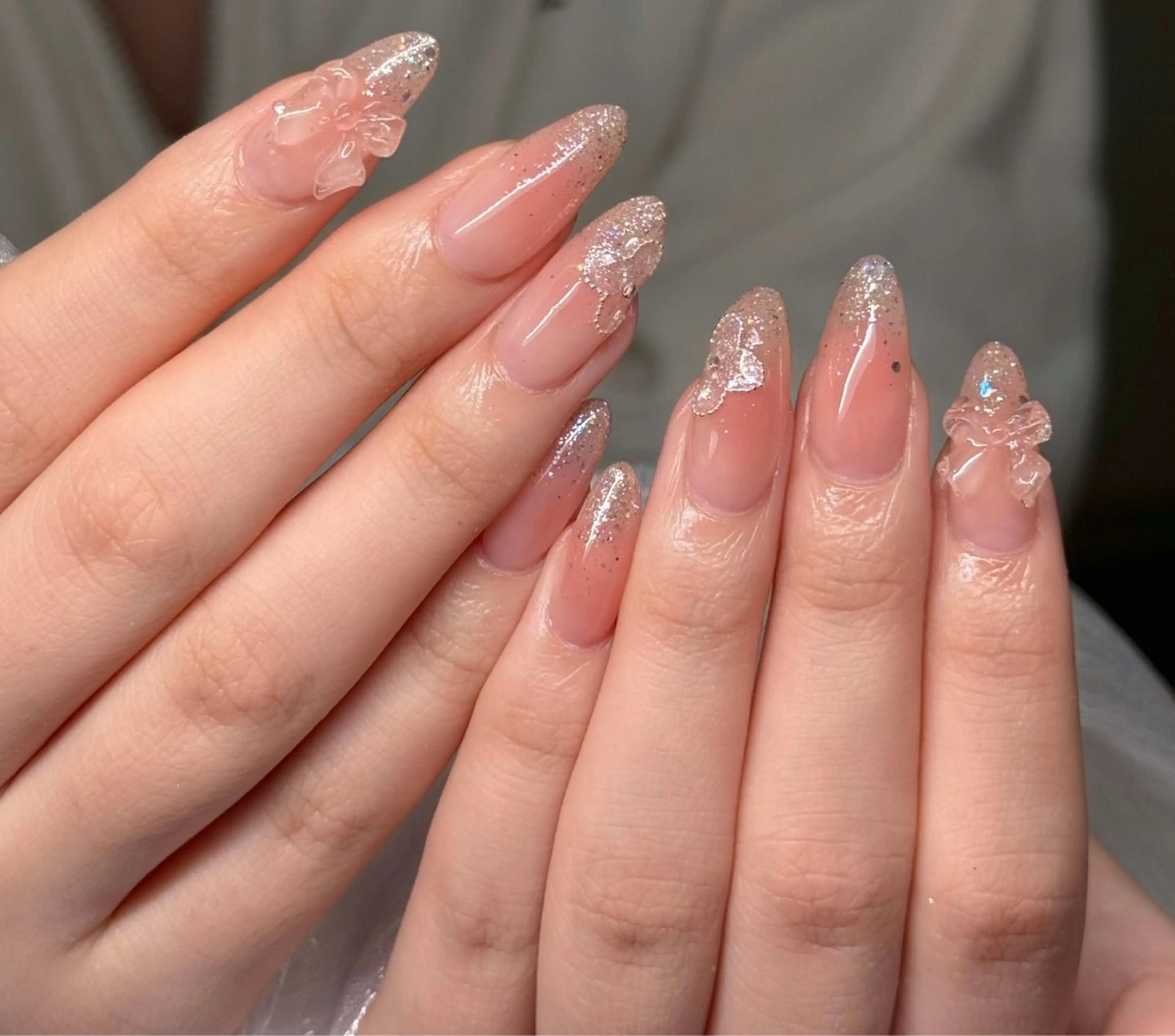 ネイル オーロラネイル ブルー チークネイル フットネイル フレンチネイル ハンドネイル REI NAのネイルデザイン