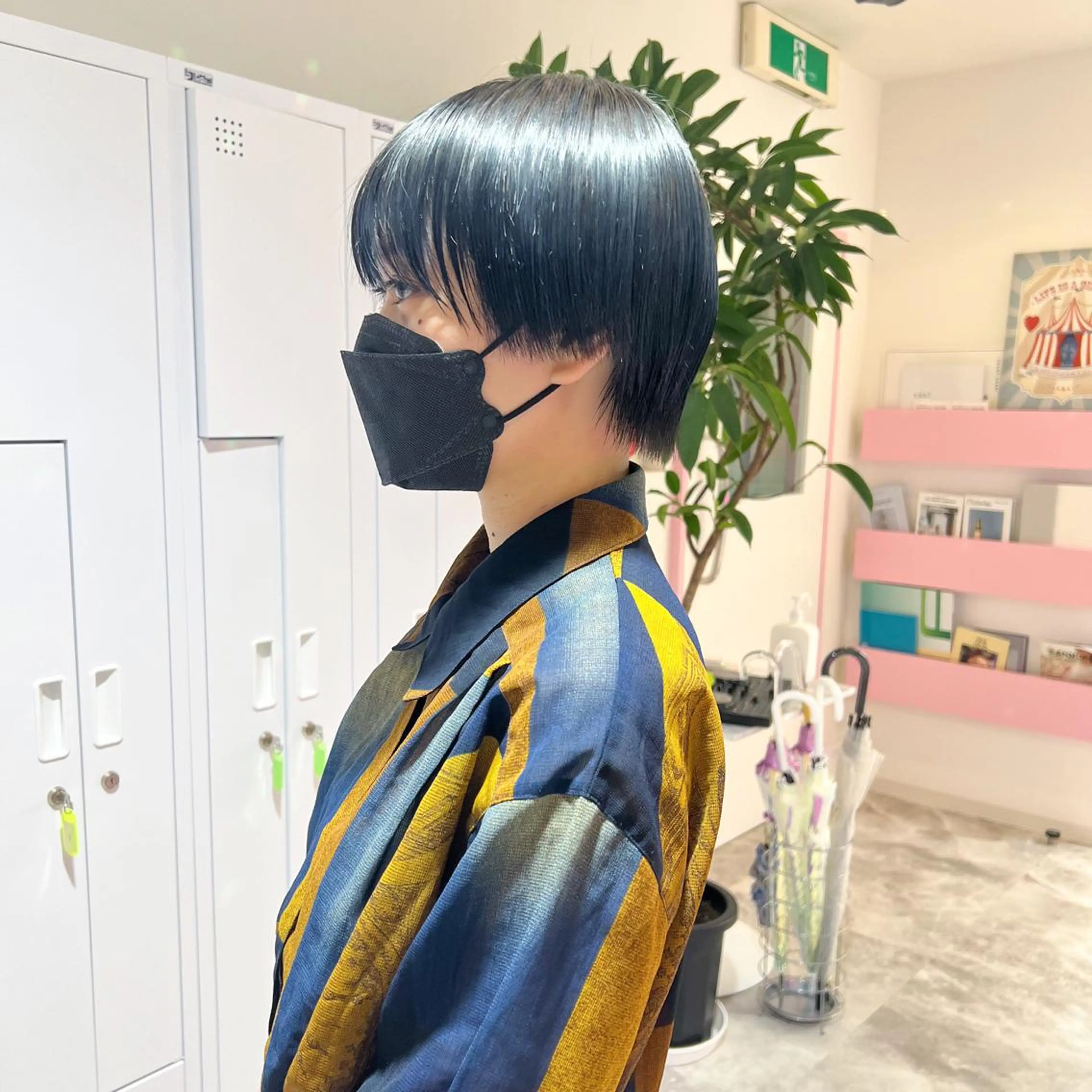 ショート カラー 黒髪 ブルーカラー ブルーブラック 透明感カラー 🎀ダブルカラー/ ピンク×ガーリー🎀のヘアスタイル