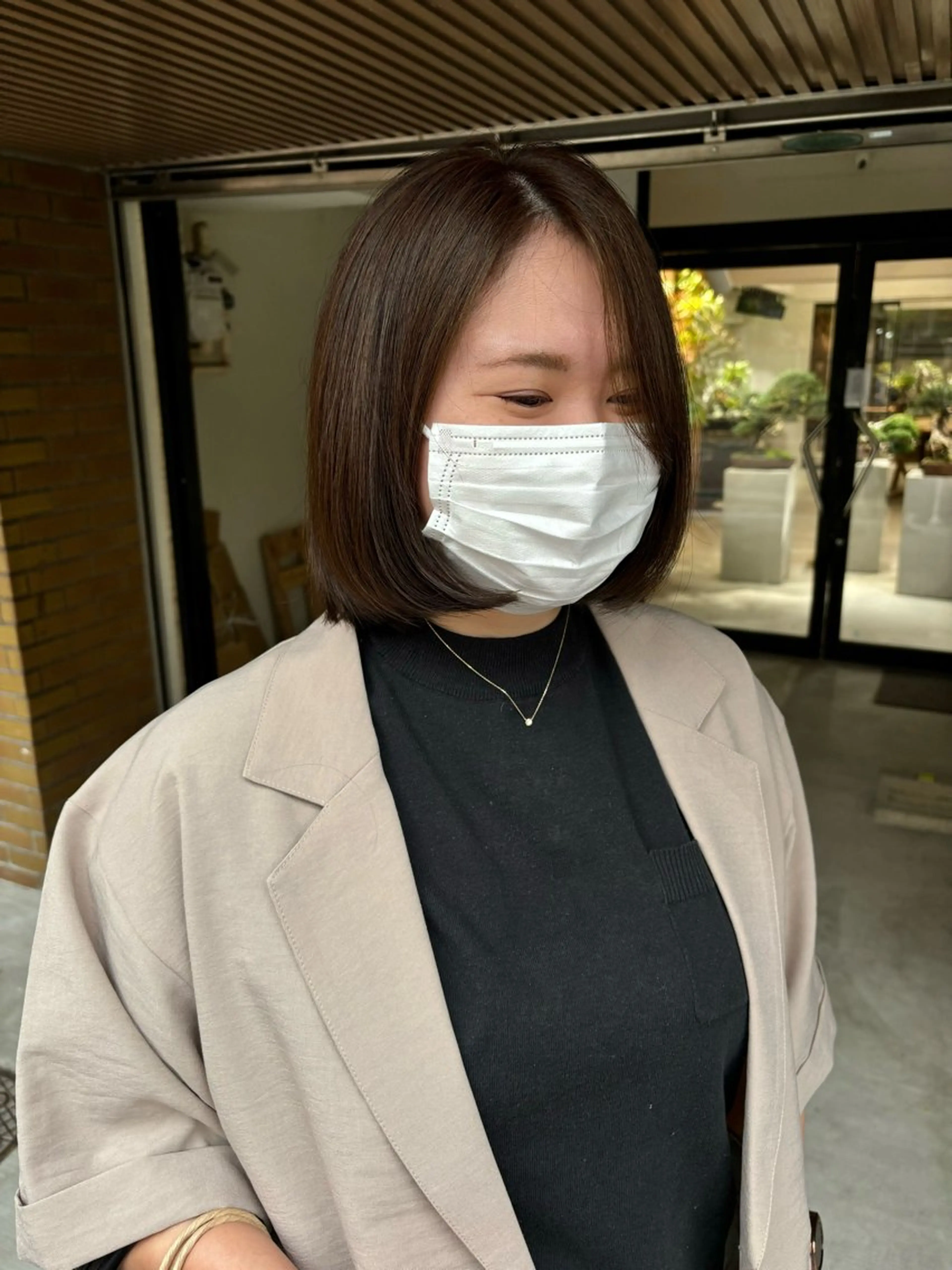 ミディアム カラー ダークグレー ダークグレージュ グレージュ ボブ 伸ばしかけ カット ヘアカラー トリートメント ヘッドスパ CARICIA🌱 masaeのヘアスタイル