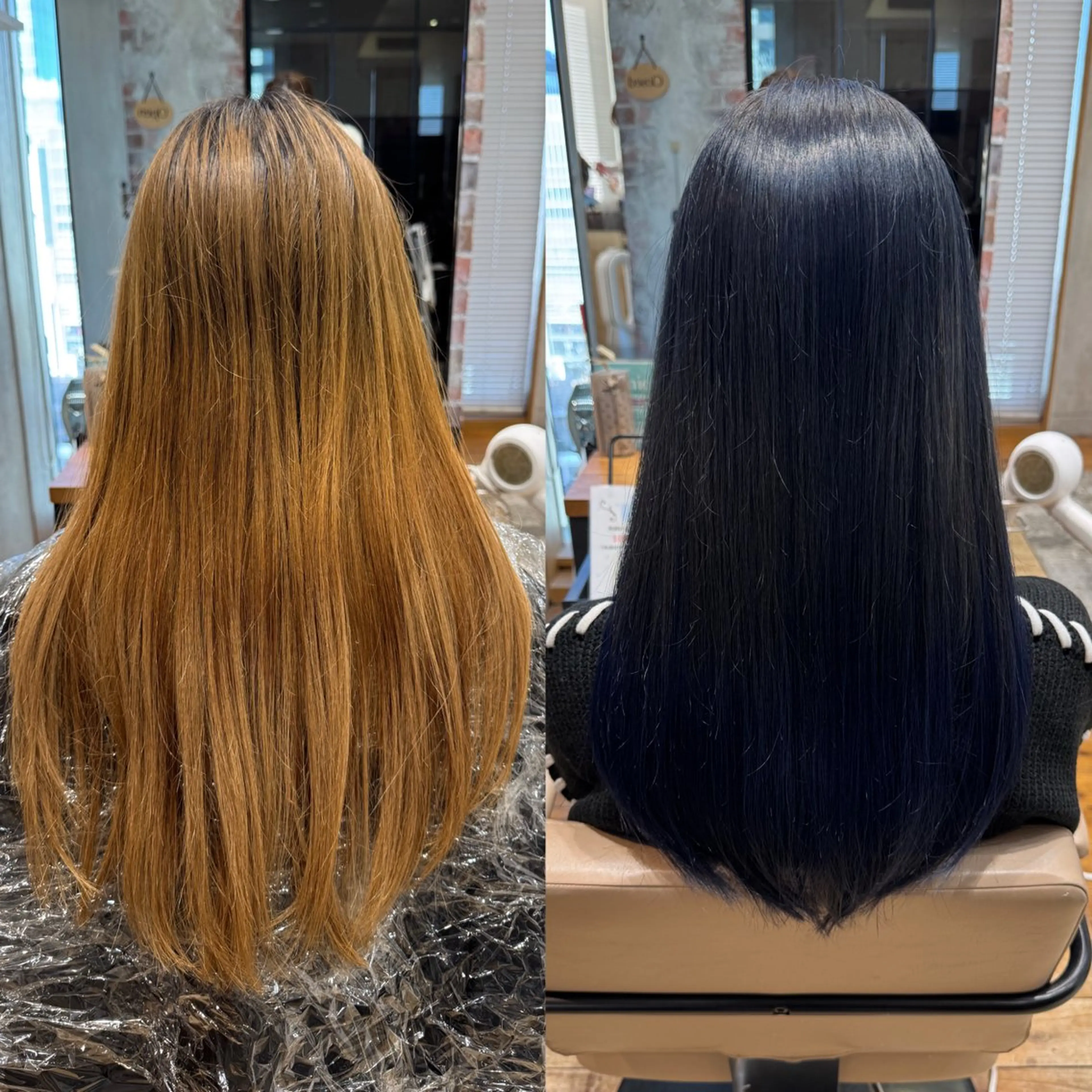 セミロング カラー セミロングパーマ 黒髪 ブルーカラー ブルーブラック イルミナカラー レイヤー/顔まわり/ 透明感カラー/れいなのヘアスタイル