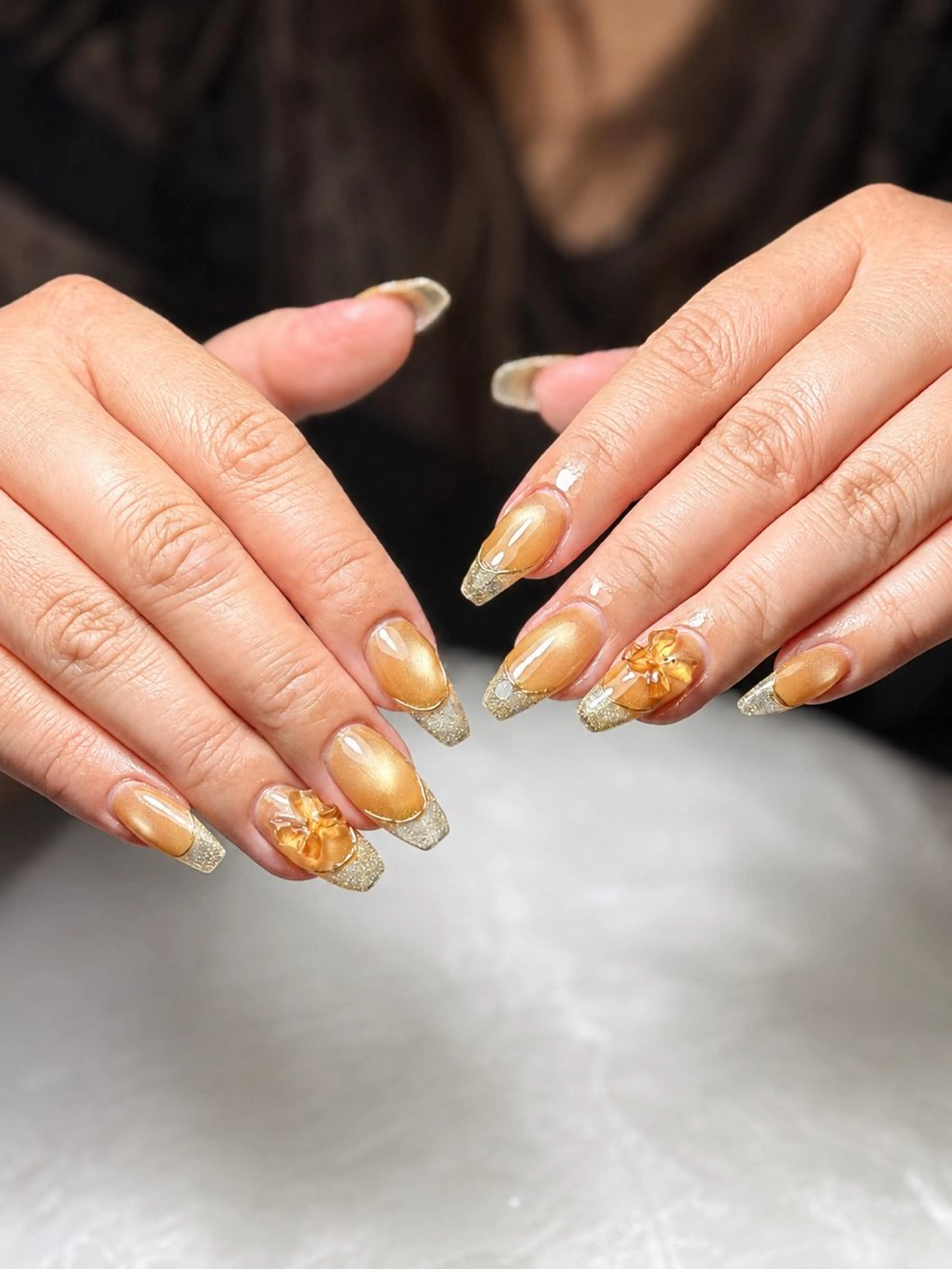 ネイル クリアネイル フレンチネイル キラキラネイル ラメ(グリッター) ハンドネイル Nail Salon Anのネイルデザイン