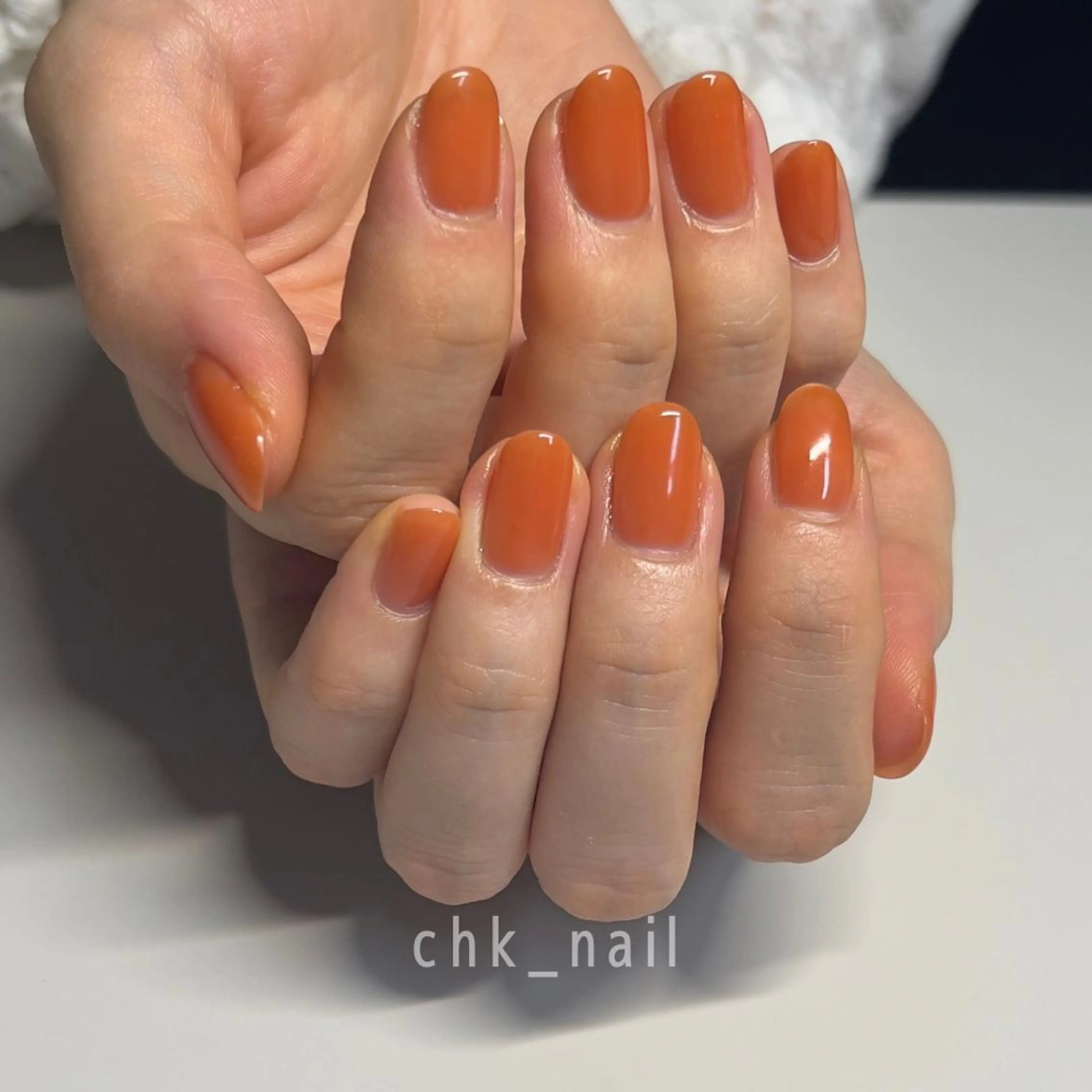 ネイル ワンカラーネイル オレンジ ハンドネイル takahashi chikaのネイルデザイン