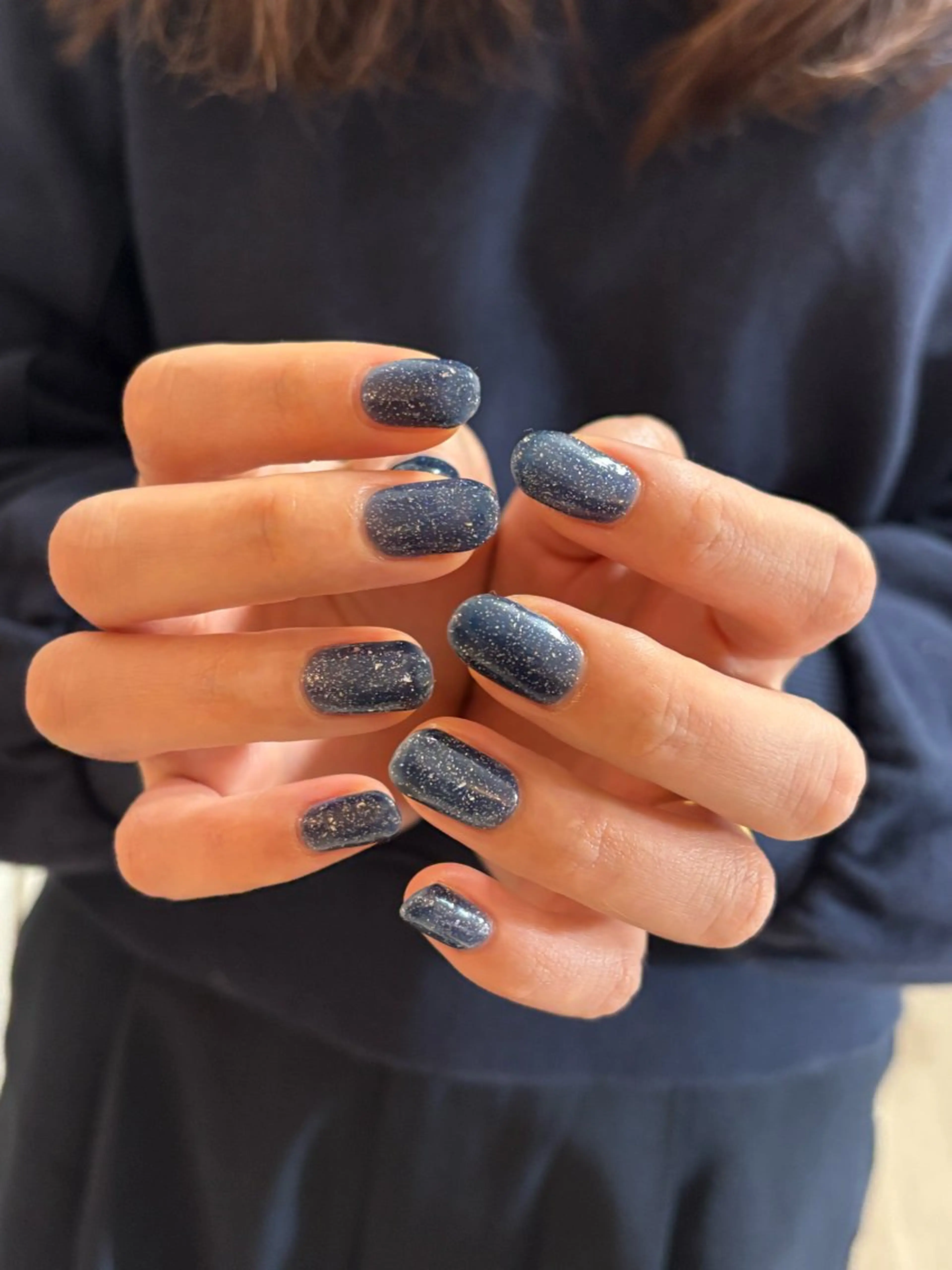 ネイル フラッシュネイル キラキラネイル ネイビー Elio 国泰寺のネイルデザイン