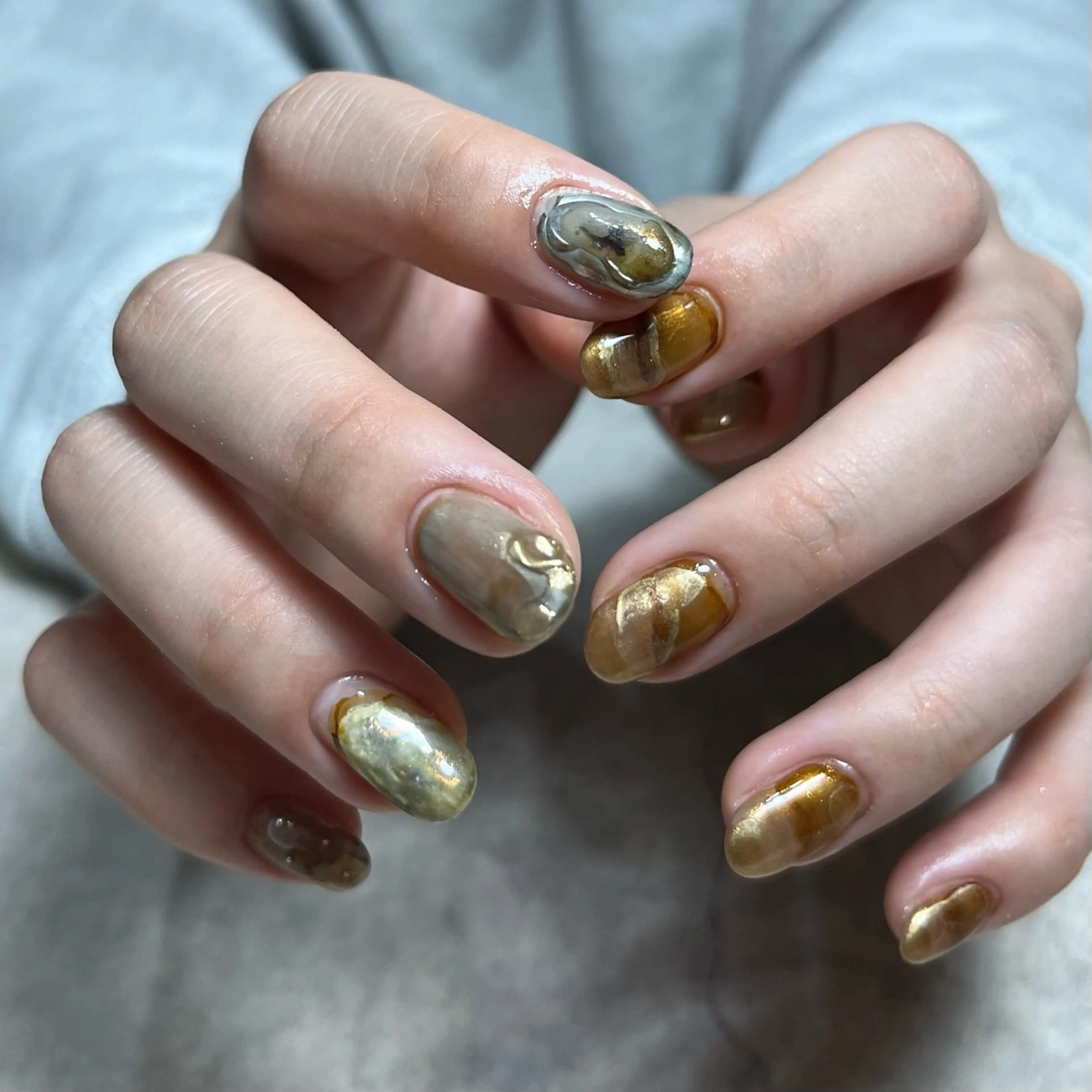 ネイル グリーン ハンドネイル vegh. nail／阿波座のネイルデザイン