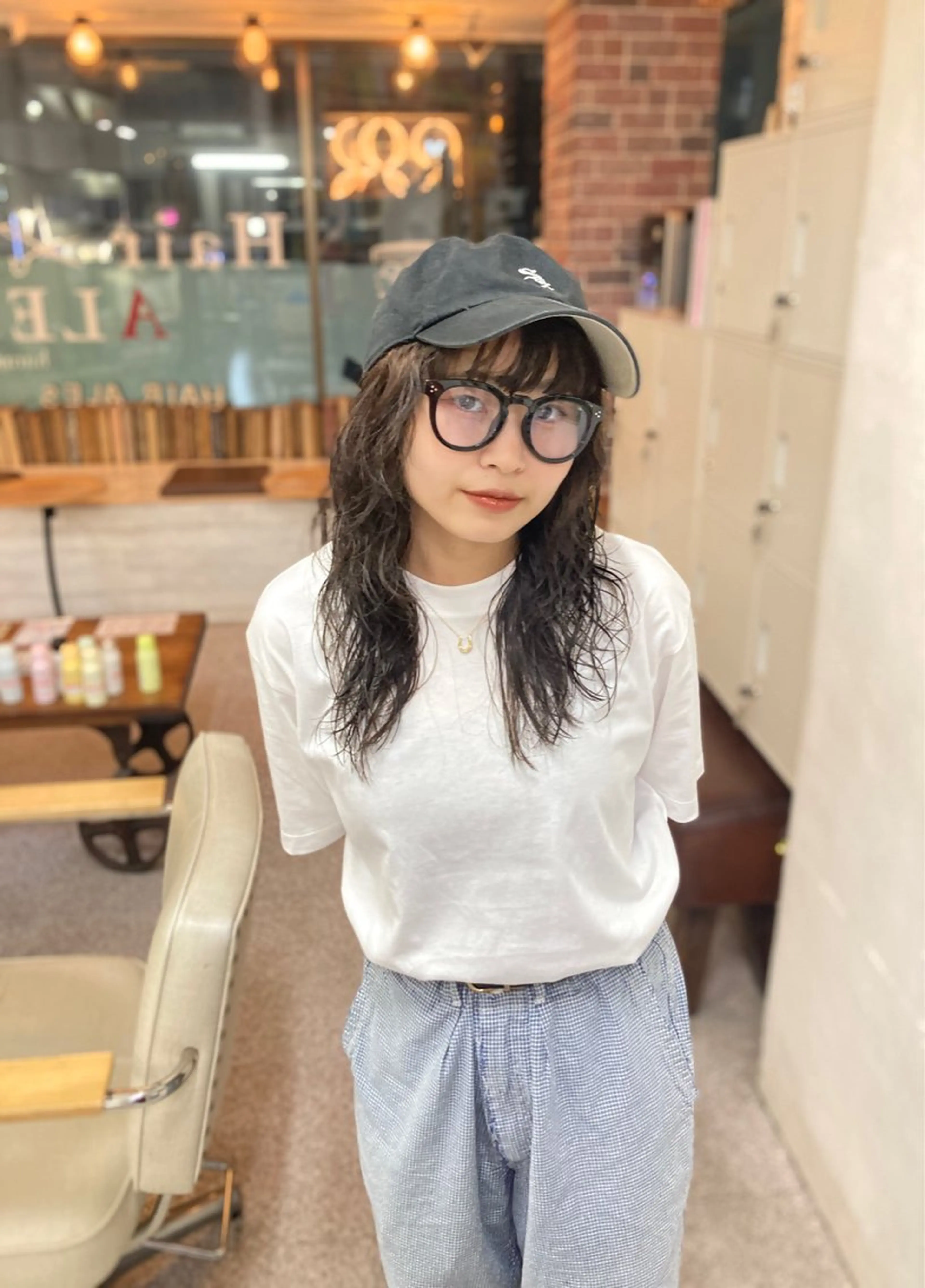 セミロング カラー パーマ ウルフレイヤー エクステ/kokiのヘアスタイル