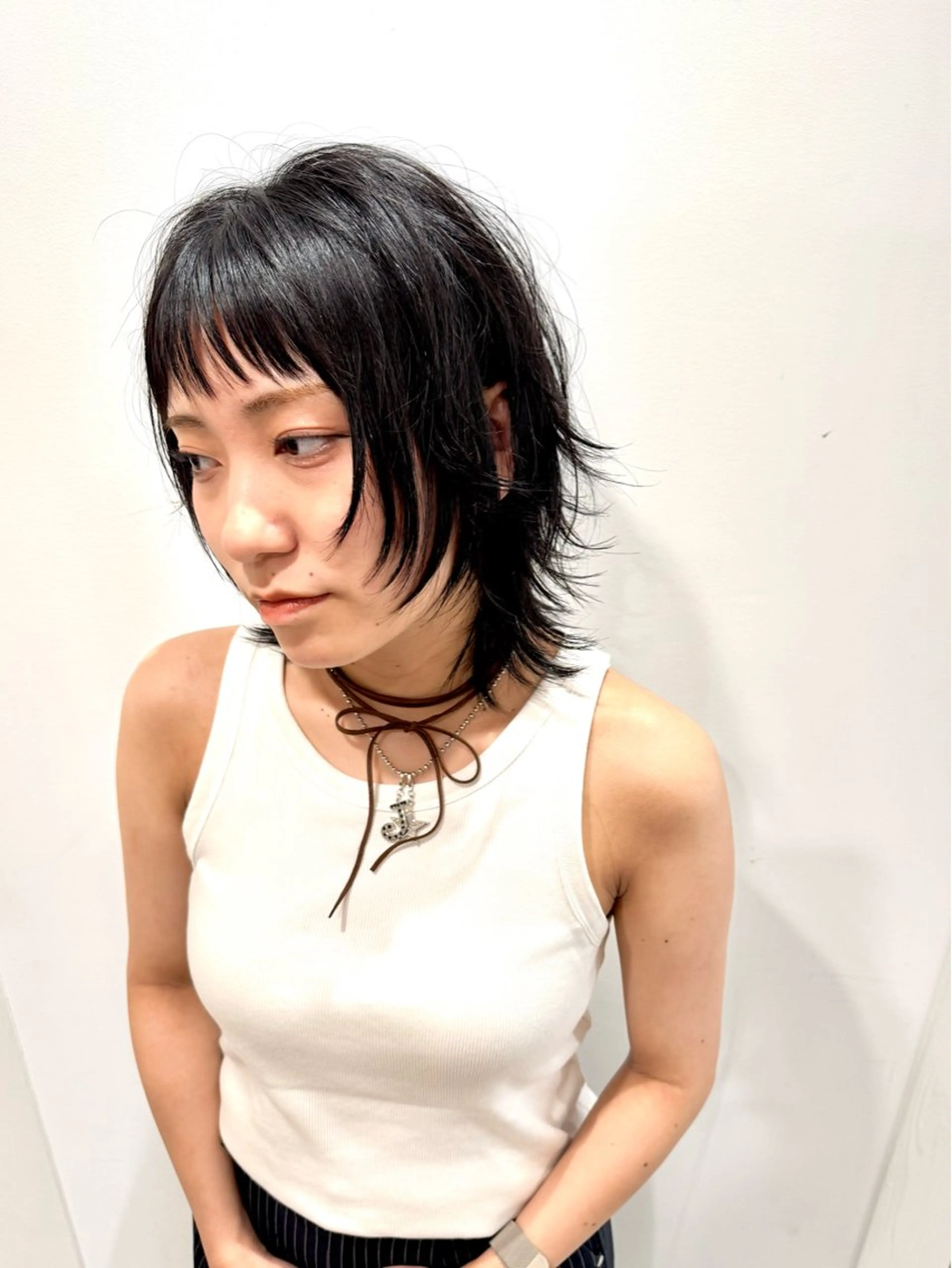 ミディアム 顔まわりレイヤー 顔周りカット レイヤーカット ウルフカット カット トリートメント ハイトーン/レイヤー /ウルフ⭐️永田⭐️のヘアスタイル