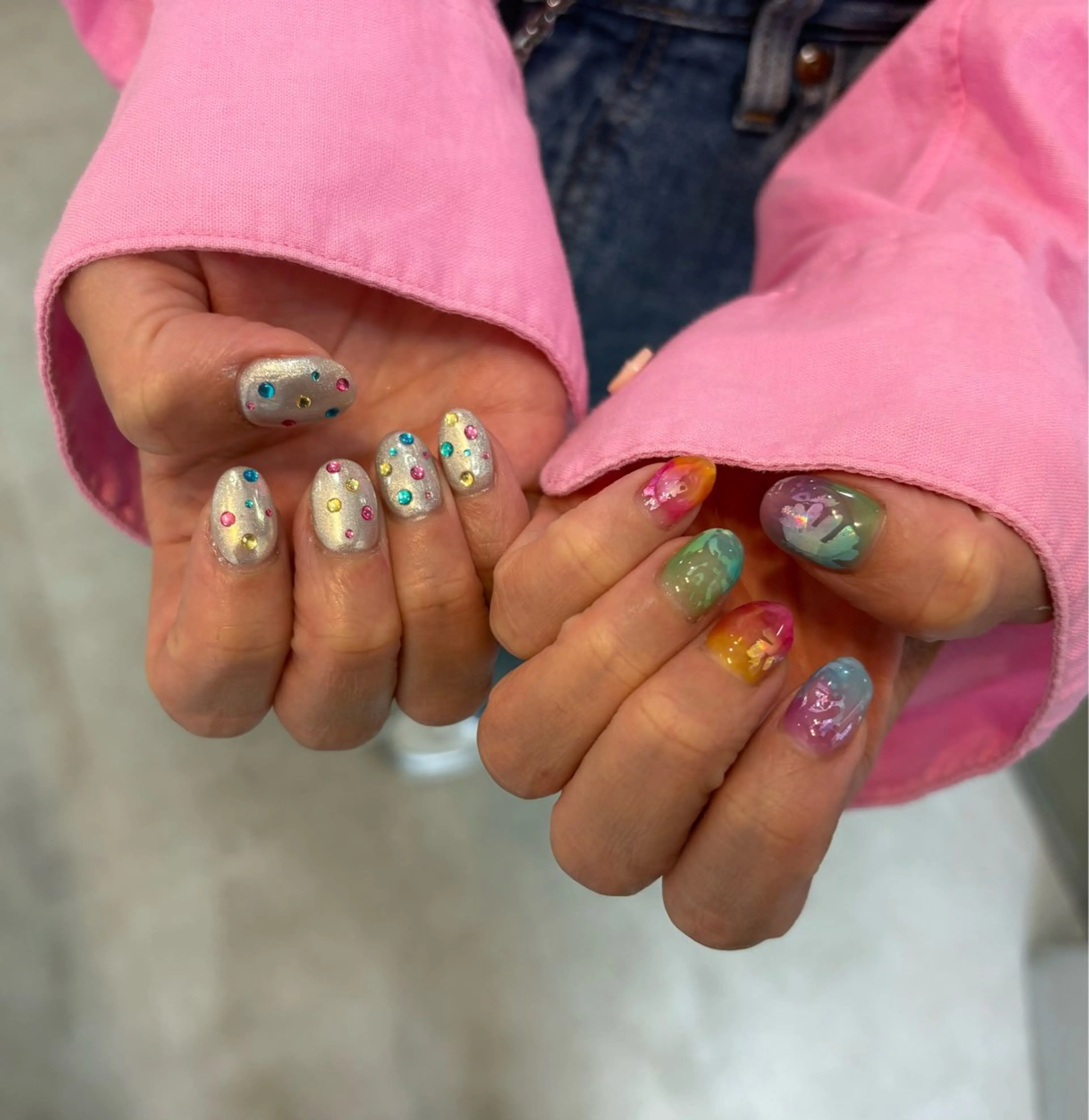 ネイル ハンドネイル Mai :矢場町 ニュアンス🌿アートのネイルデザイン