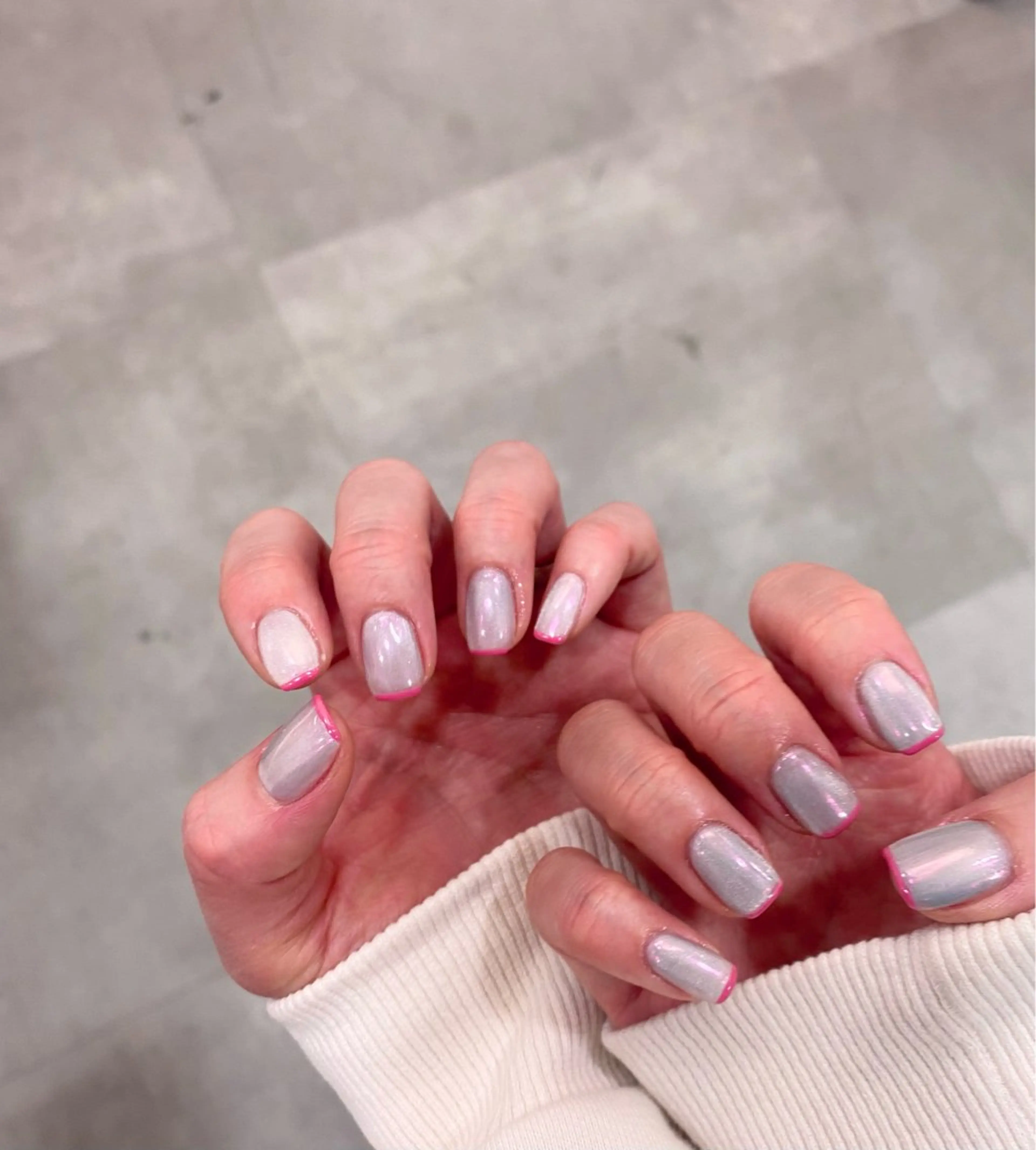 ネイル フレンチネイル マグネットネイル ミラーネイル ピンク kokori nailのネイルデザイン