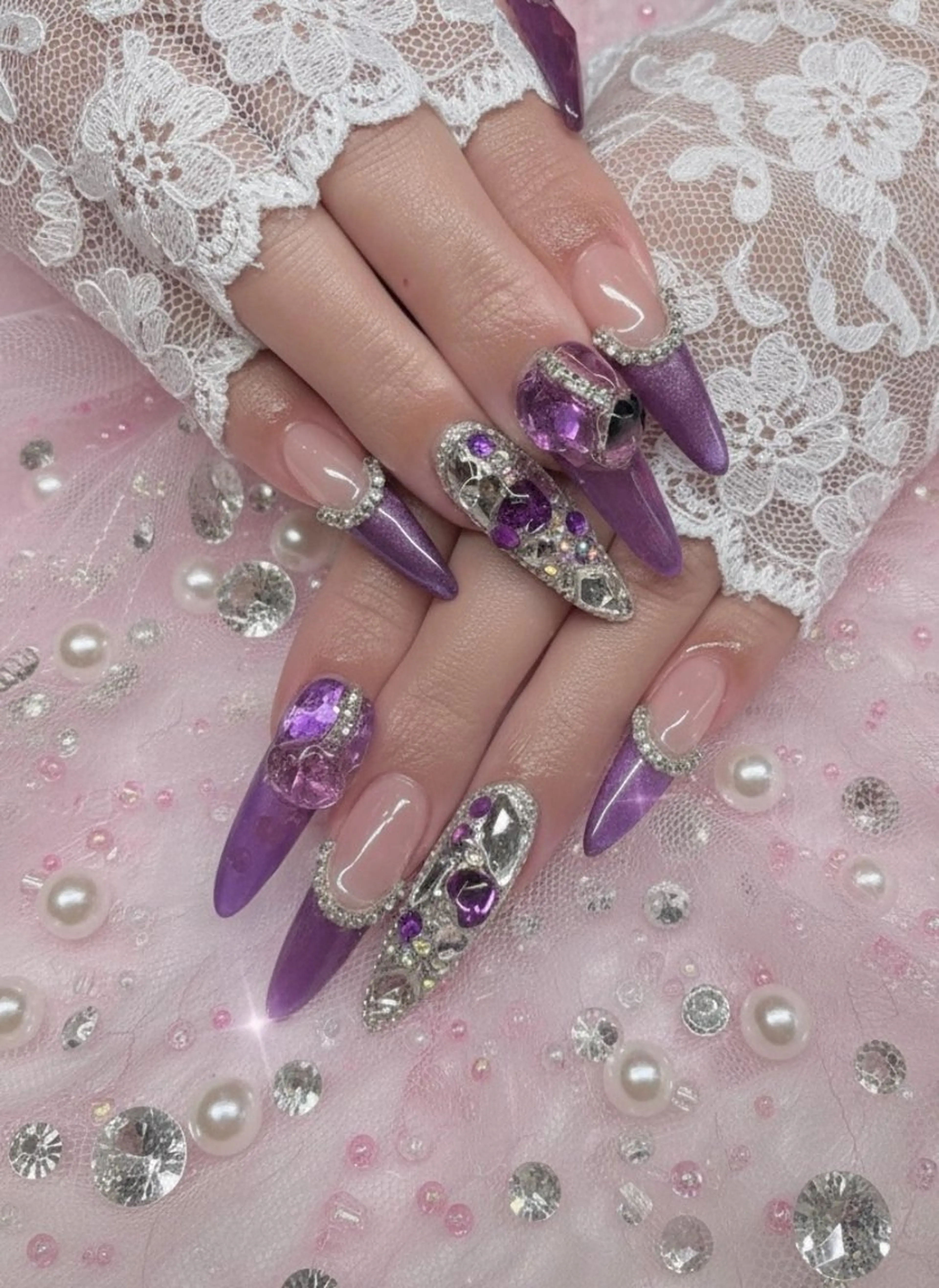 ネイル マグネットネイル パープル ハンドネイル TUNEHA堂 (チュネハドウ)のネイルデザイン