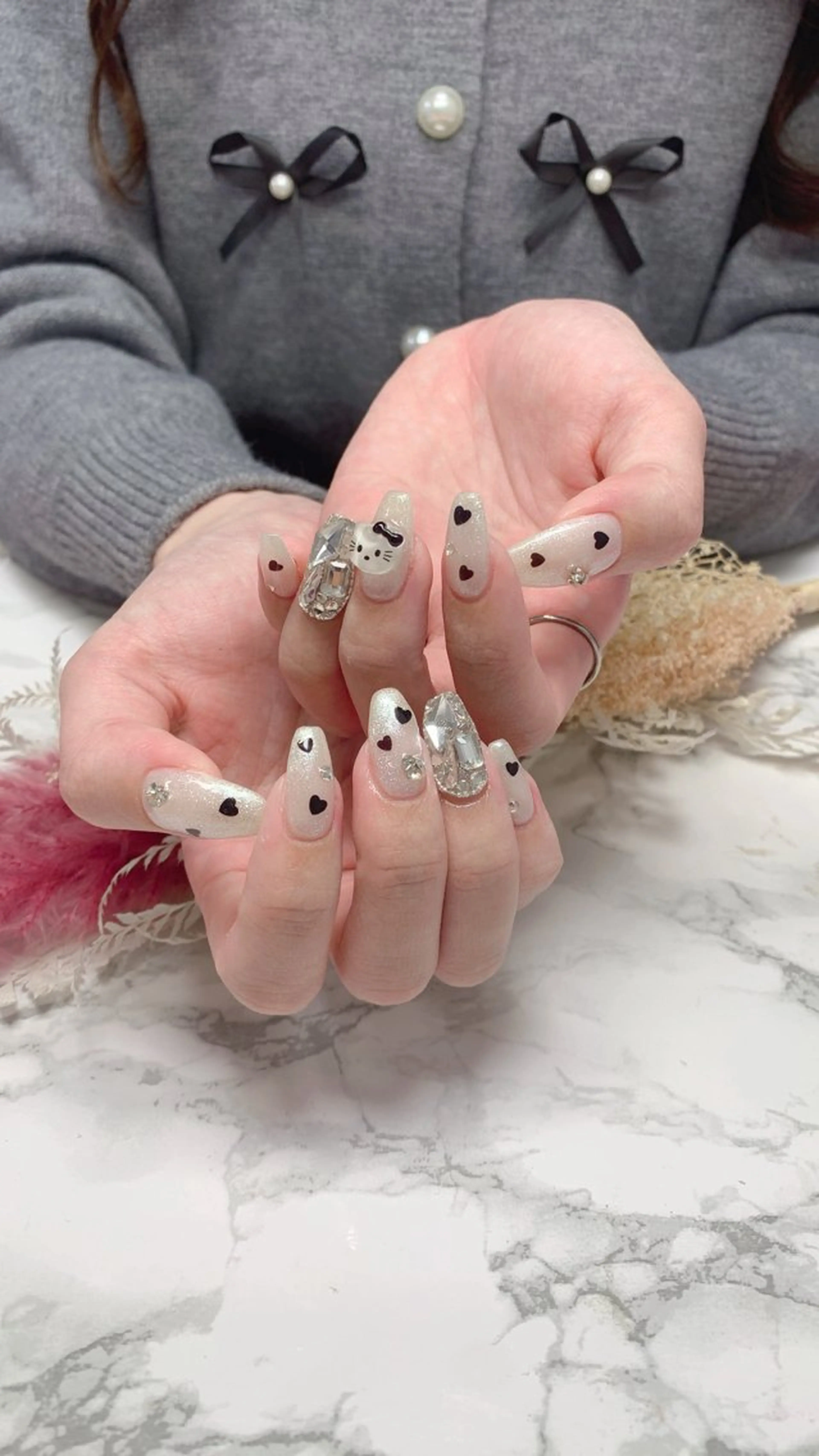 ネイル はな💎ネイル ワンホン、長さ出しのネイルデザイン