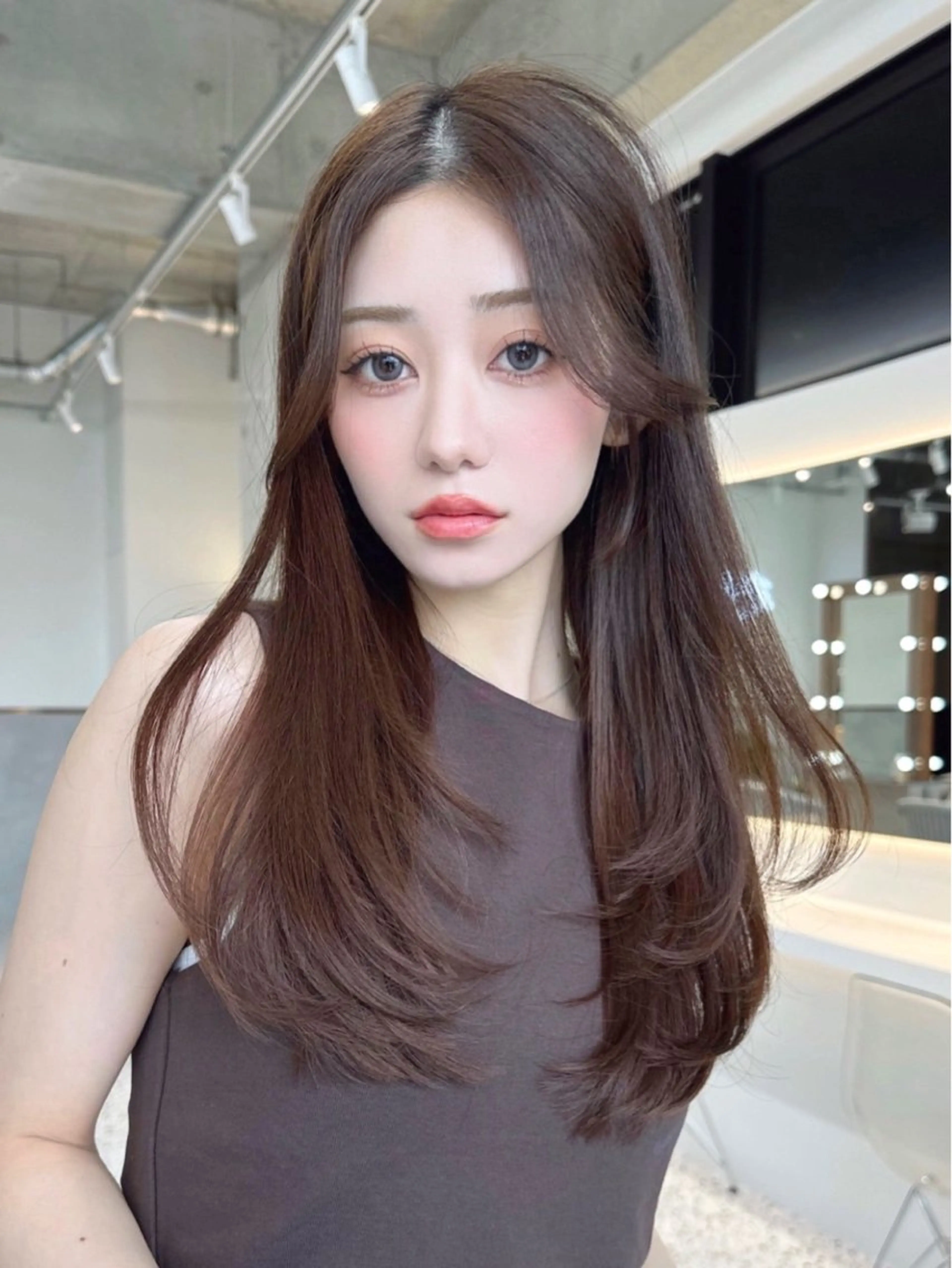 ロング カラー カット ヘアカラー トリートメント Lond mare レイヤーカット/韓国のヘアスタイル