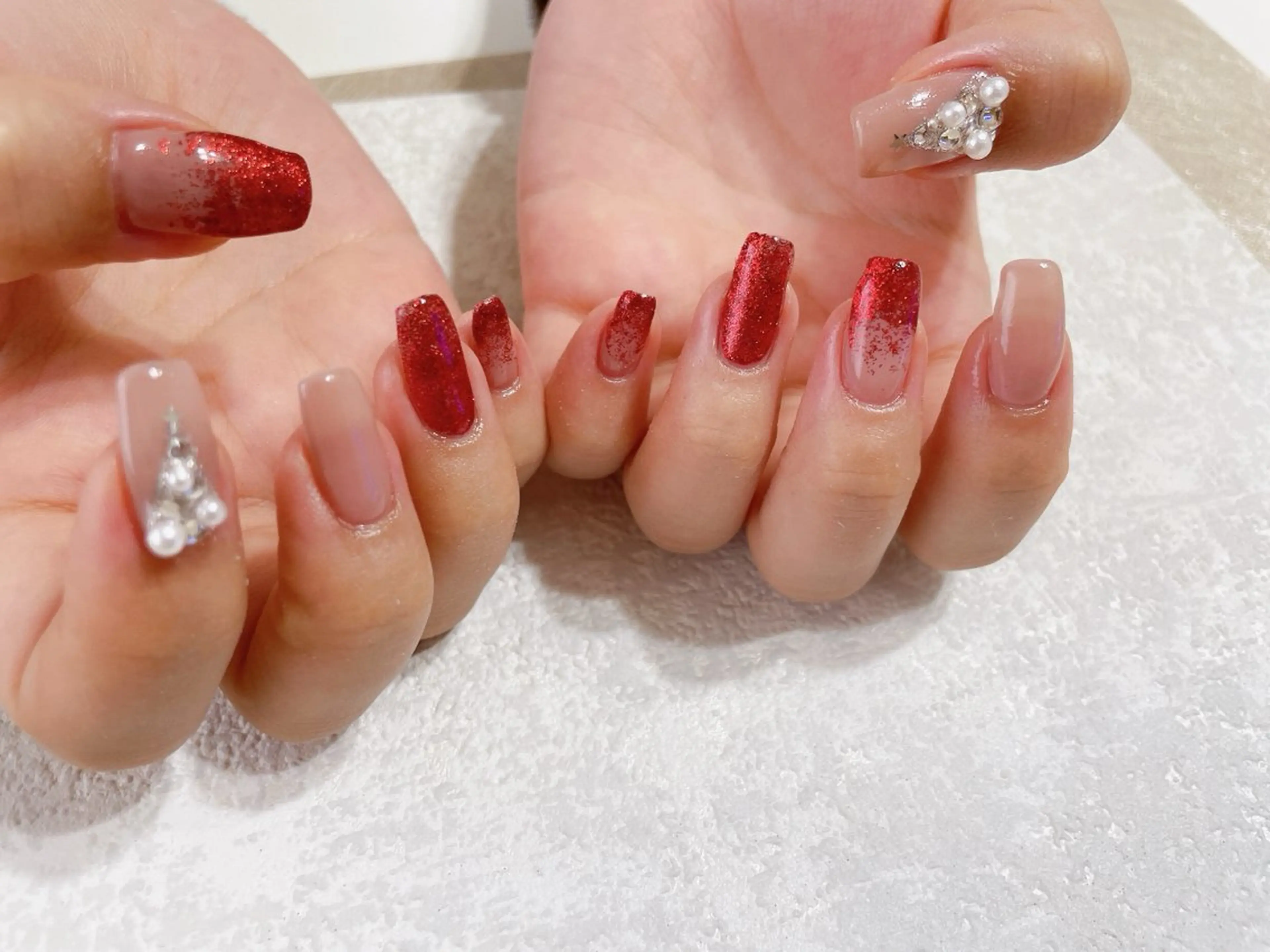 ネイル ジェルネイル 韓国ネイル パラジェル 冬ネイル クリスマス kikinail 溝の口のネイルデザイン